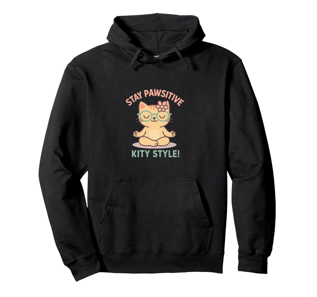 Zen Meditation Mindfulness Funny Cat Hoodie - Fun Novelty Design Unisex - T-Shirt, Sweatshirt, Hoodie