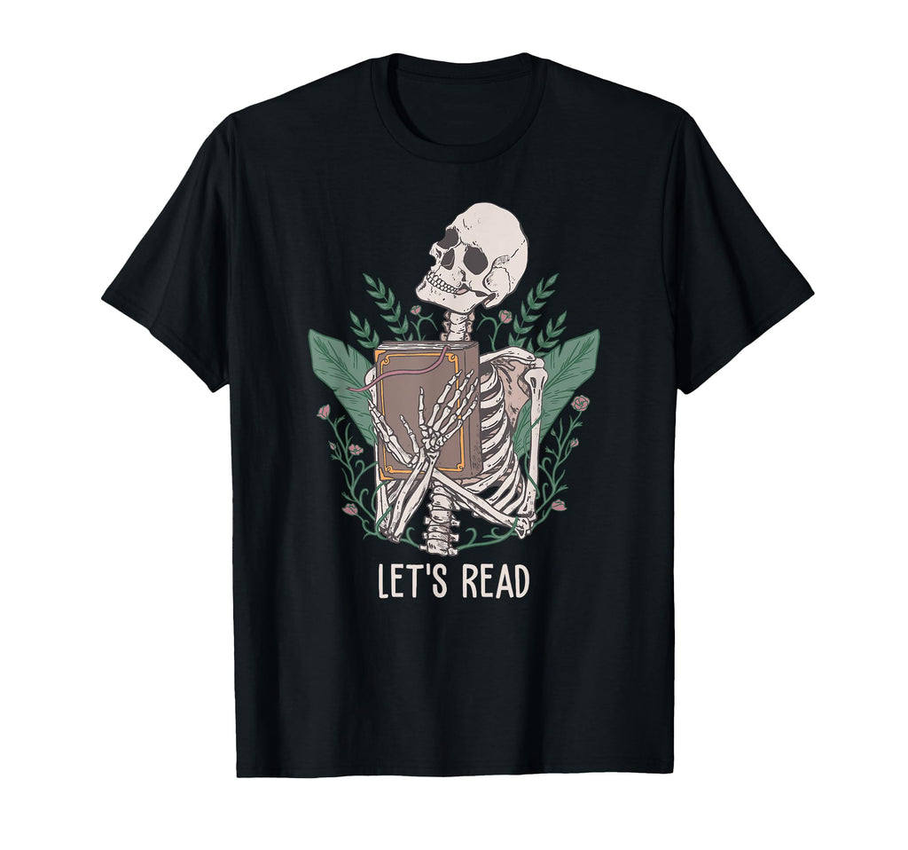 Funny Skeleton Lets Read Book T-Shirt - Casual Everyday Wear for Adults - T-Shirt, Sweatshirt, Hoodie