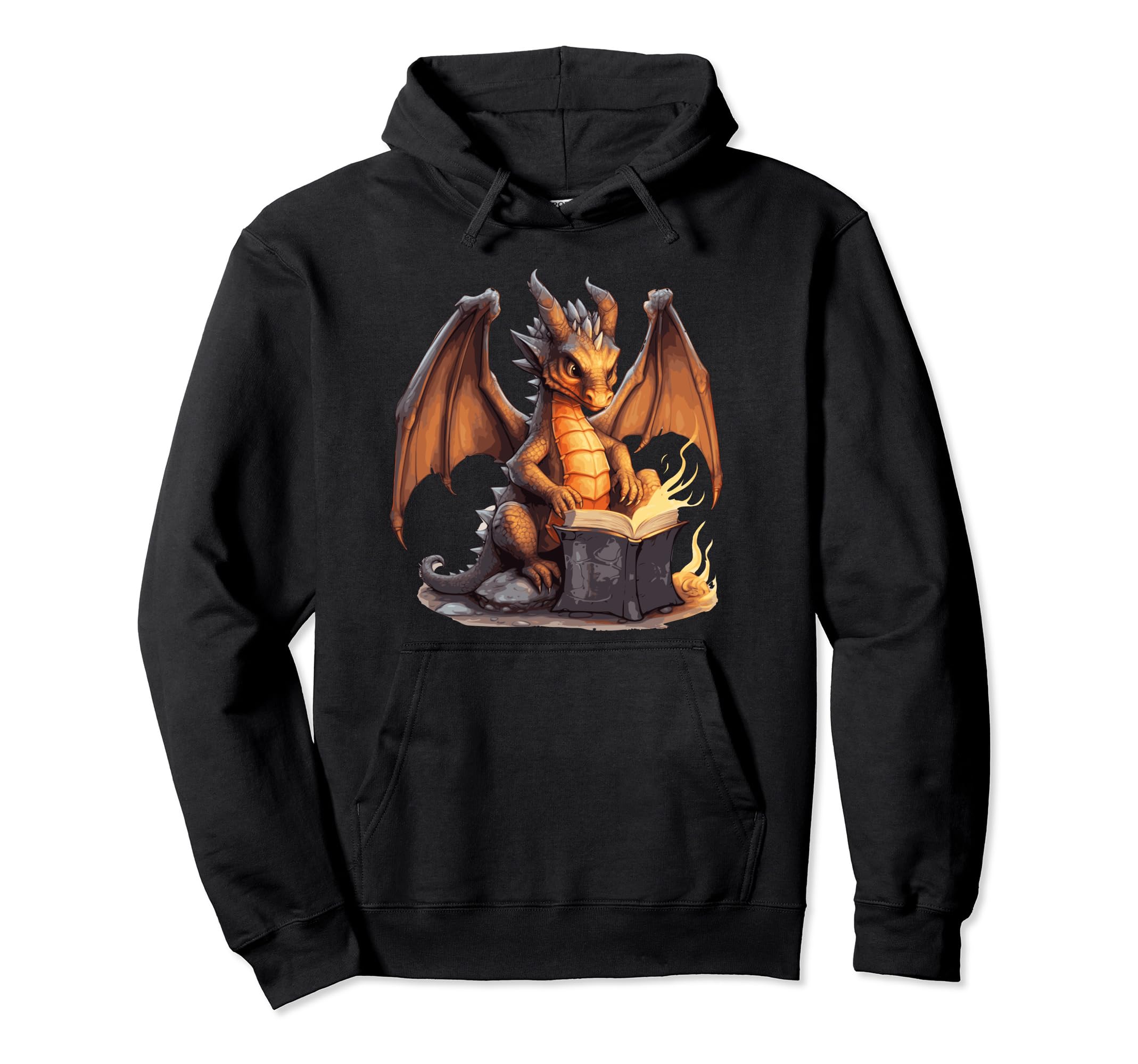 Dragon Reading Book Funny Hoodie - Unique Graphic Men Women - T-Shirt, Sweatshirt, Hoodie