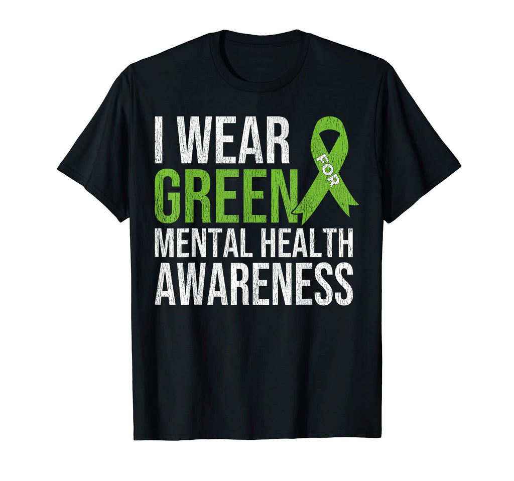 Green Ribbon Mental Health Depression T-Shirt - Unique Graphic Men Women - T-Shirt, Sweatshirt, Hoodie