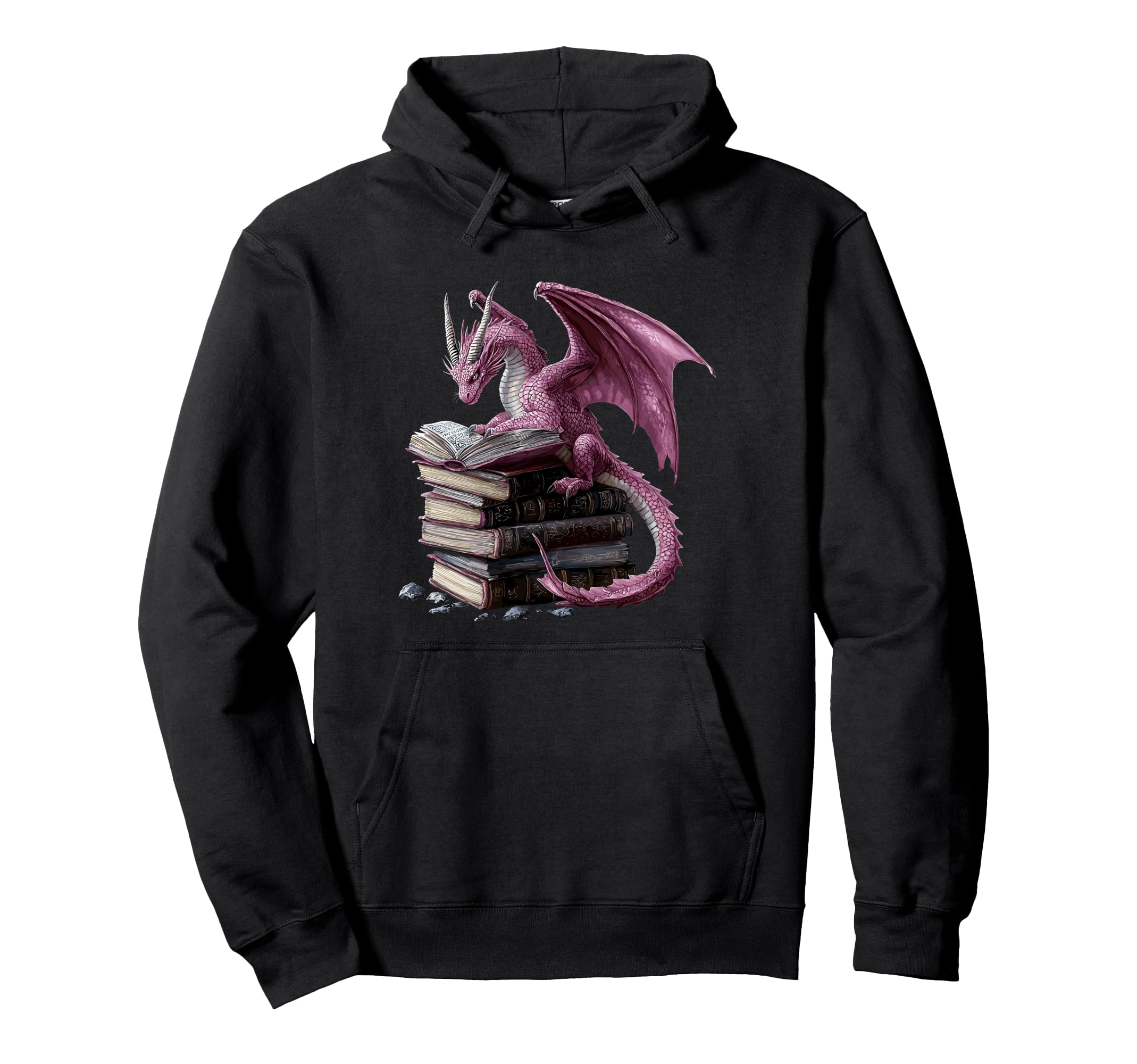 Dragon Reading Book Fantasy Reader Hoodie - Aesthetic Graphic Men Women - T-Shirt, Sweatshirt, Hoodie