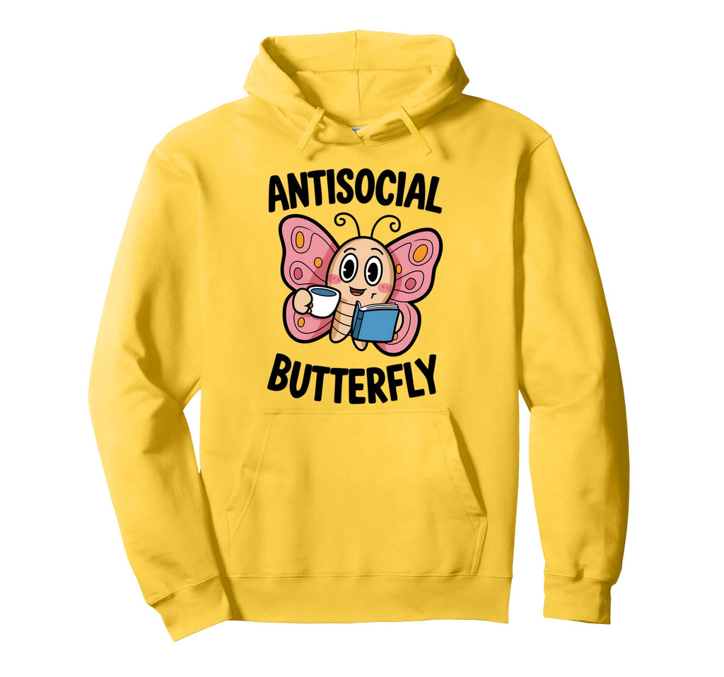 Groovy Anti Social Butterfly Ironic Hoodie - Custom Art Print for Adults - T-Shirt, Sweatshirt, Hoodie