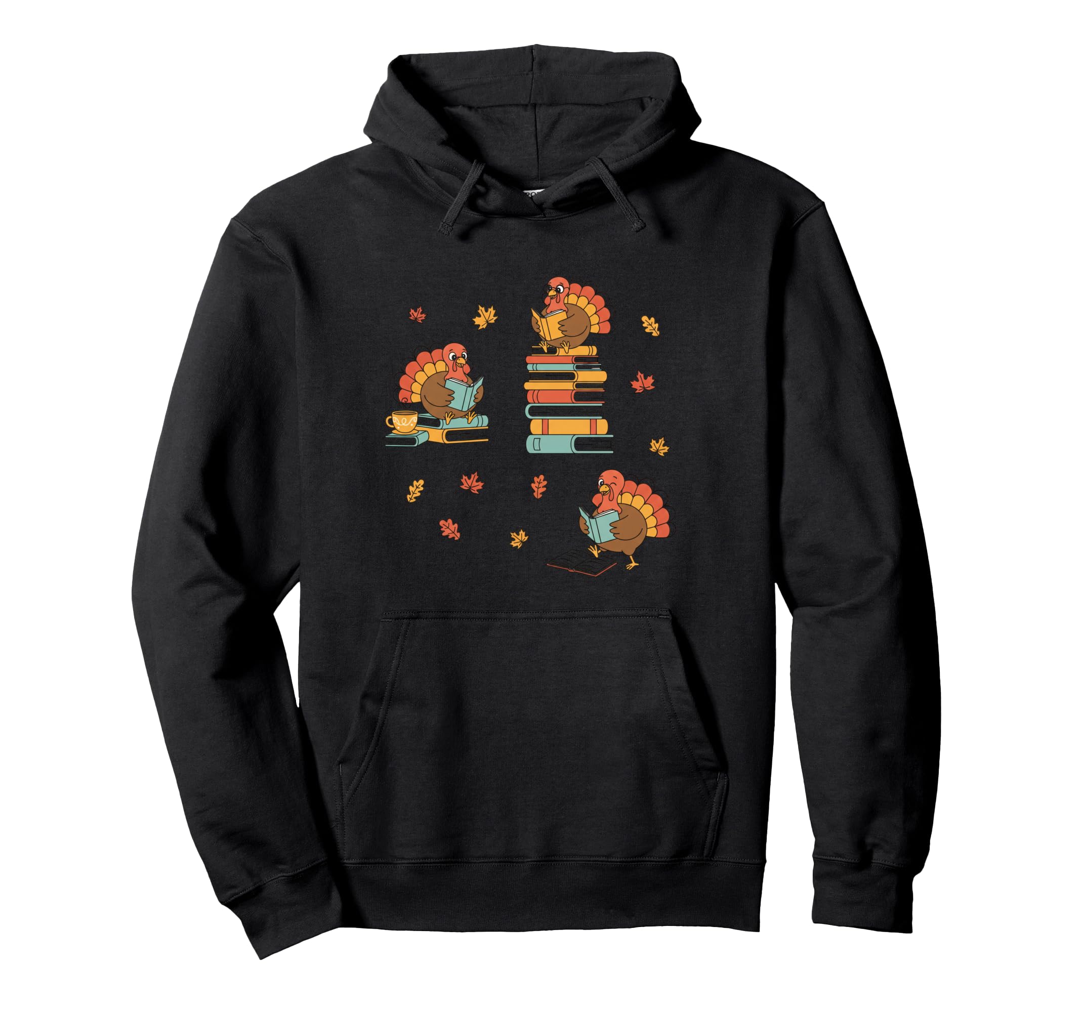 Thanksgiving Reading Turkey Book Lover Hoodie - Unique Graphic Unisex - T-Shirt, Sweatshirt, Hoodie