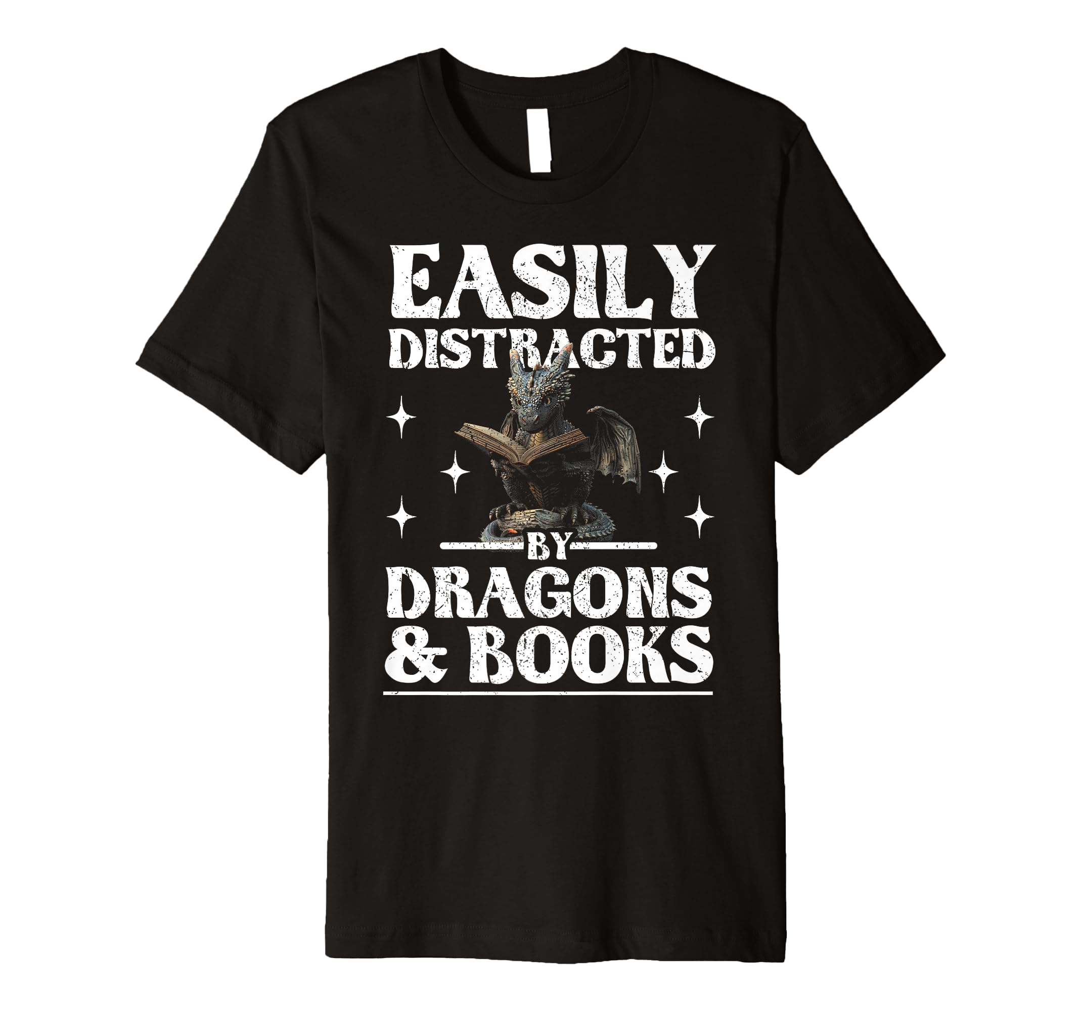 Easily Distracted Dragons And Books T-Shirt - Graphic Print Men Women - T-Shirt, Sweatshirt, Hoodie