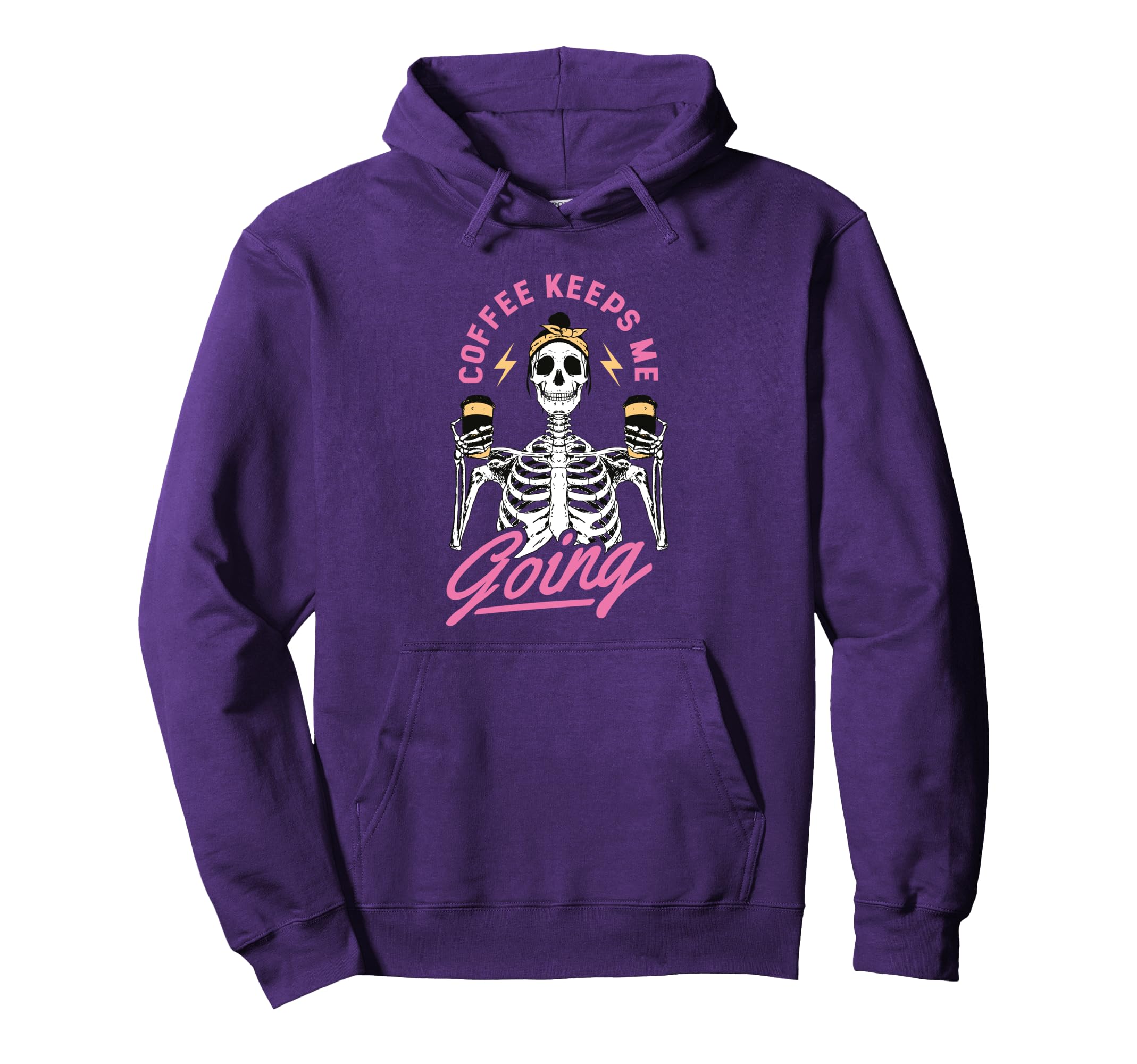 Coffee Keeps Me Going Skeleton Funny Hoodie - Fun Novelty Design Unisex - T-Shirt, Sweatshirt, Hoodie
