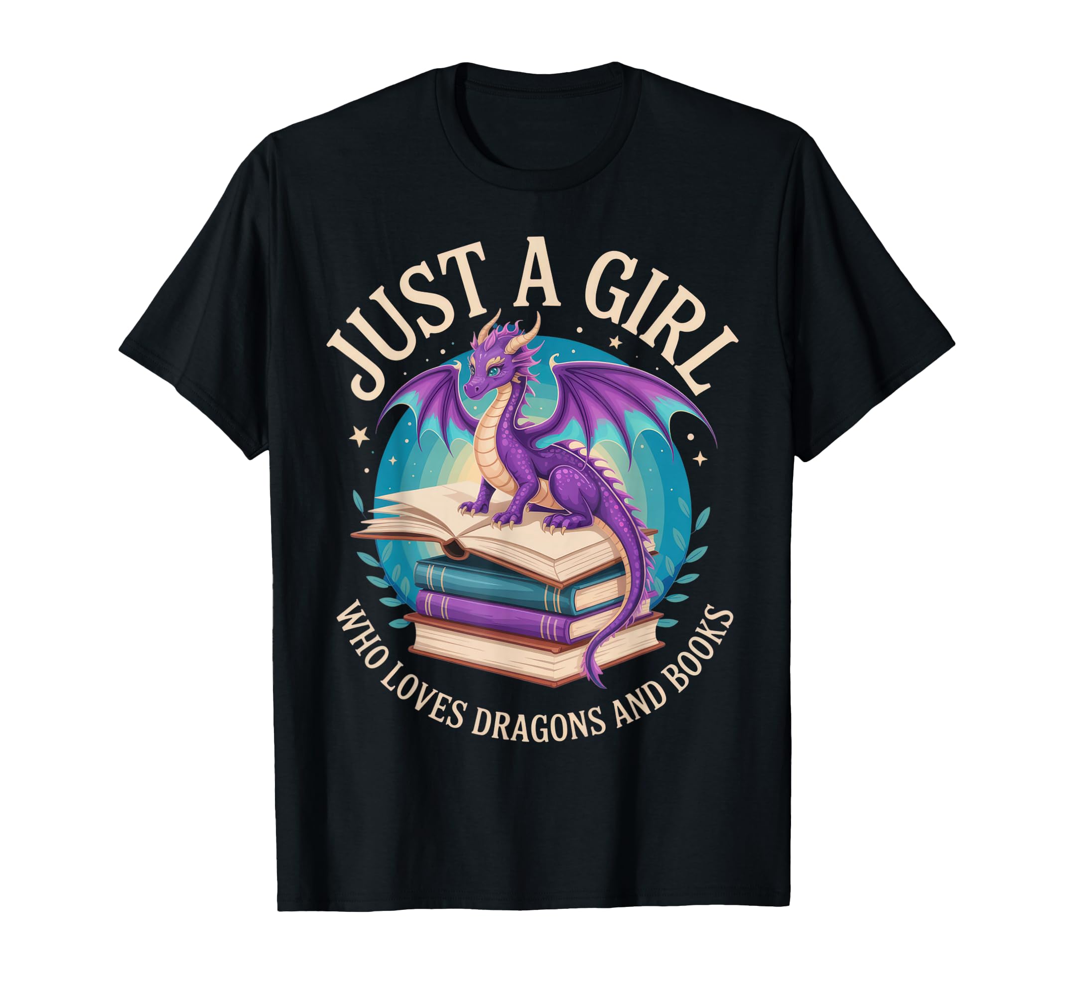 Just Who Loves Dragons And Books Fantasy T-Shirt - Custom Art Print Unisex - T-Shirt, Sweatshirt, Hoodie