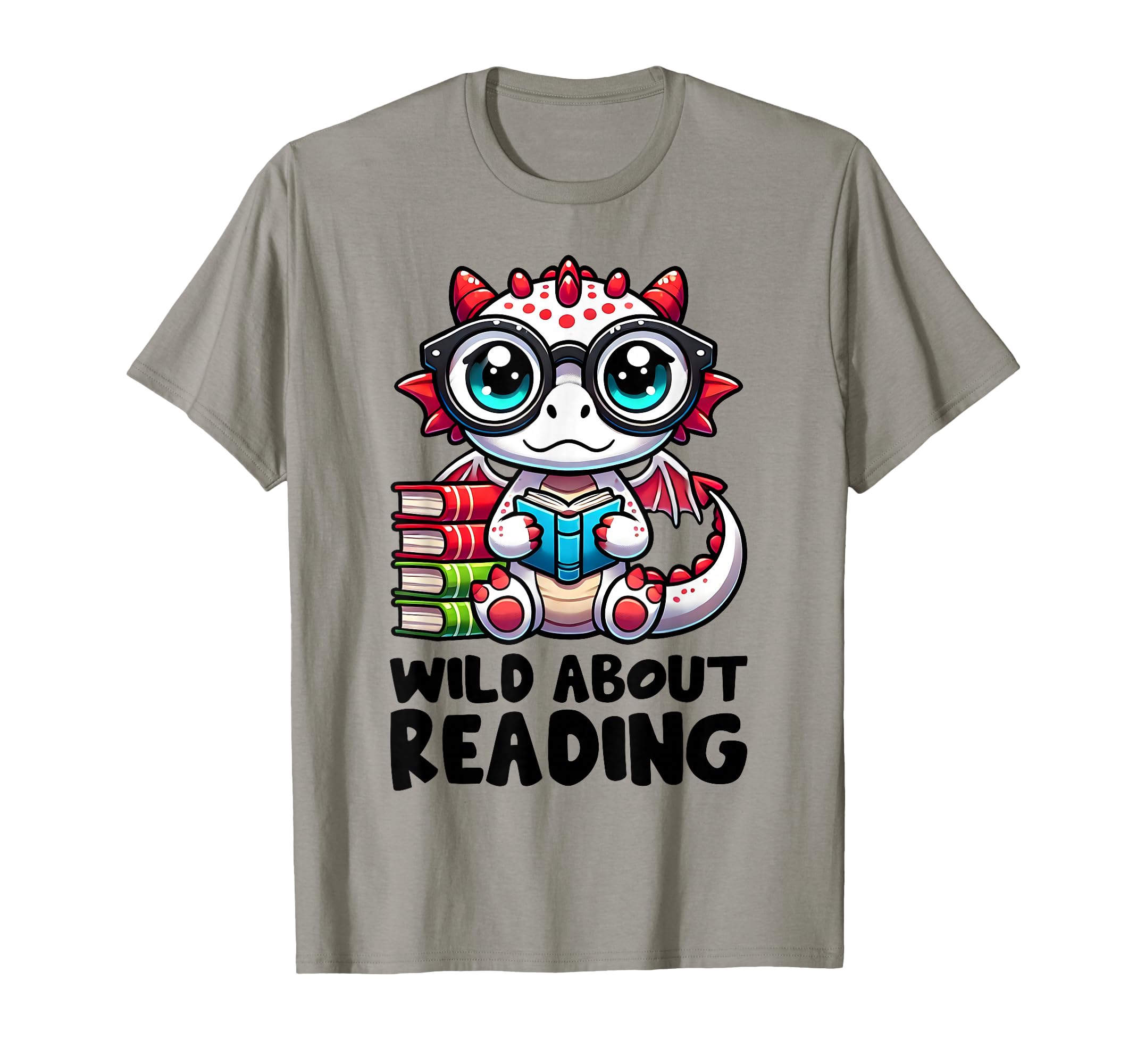 Wild About Reading Book Lover Dragon T-Shirt - Aesthetic Graphic for Adults - T-Shirt, Sweatshirt, Hoodie