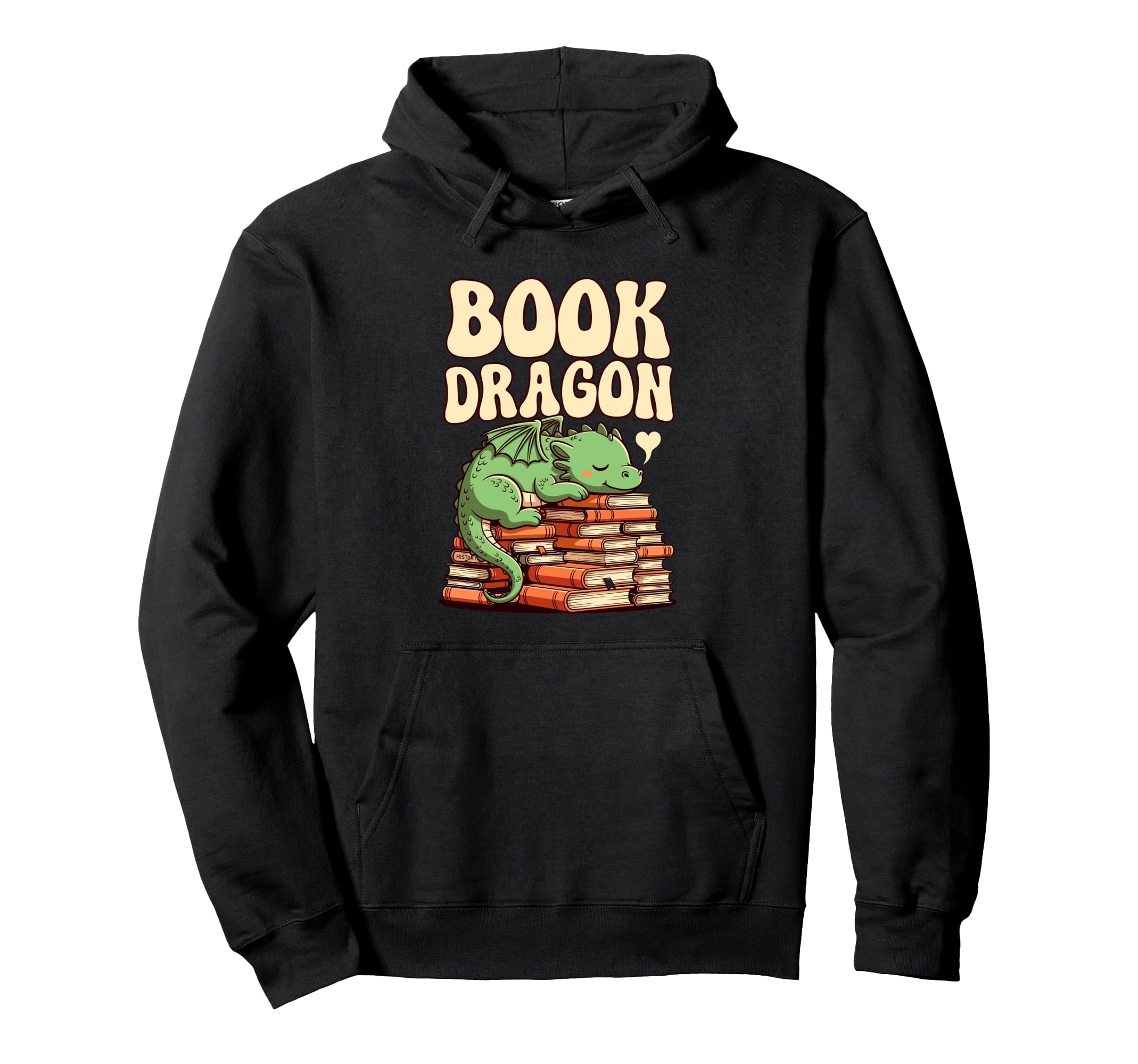 Book Dragon Sleeping Books Fantasy Hoodie - Trendy Graphic for Adults - T-Shirt, Sweatshirt, Hoodie