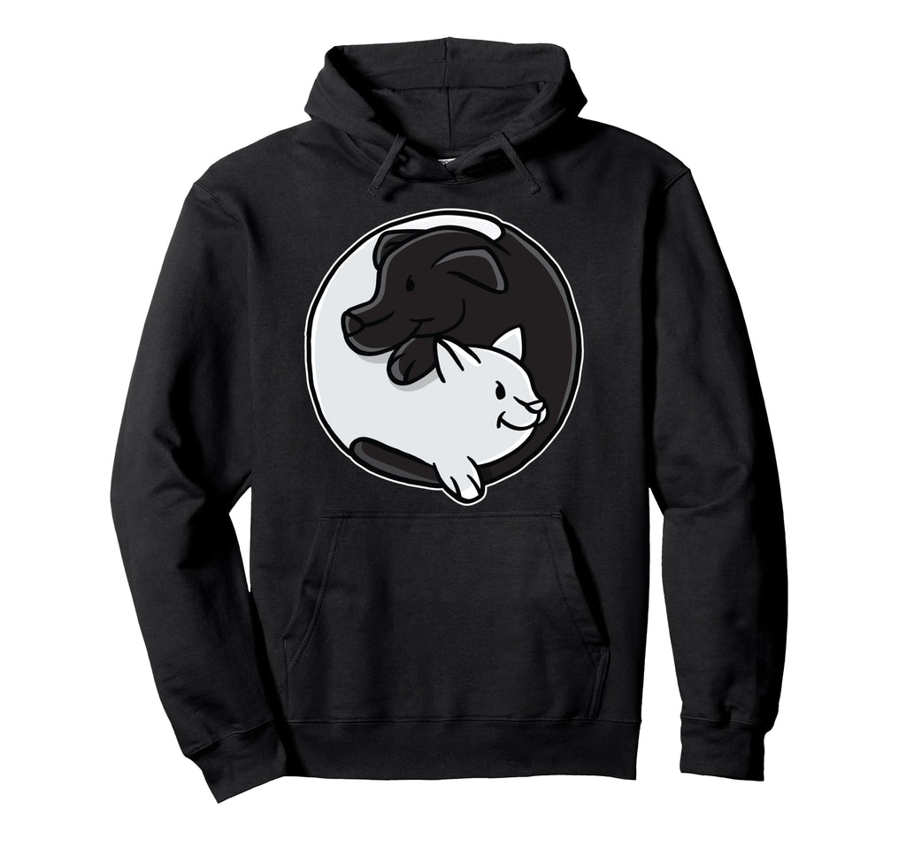 Cat And Dog Ying Yang Yoga Meditation Hoodie - Trendy Graphic for Adults - T-Shirt, Sweatshirt, Hoodie