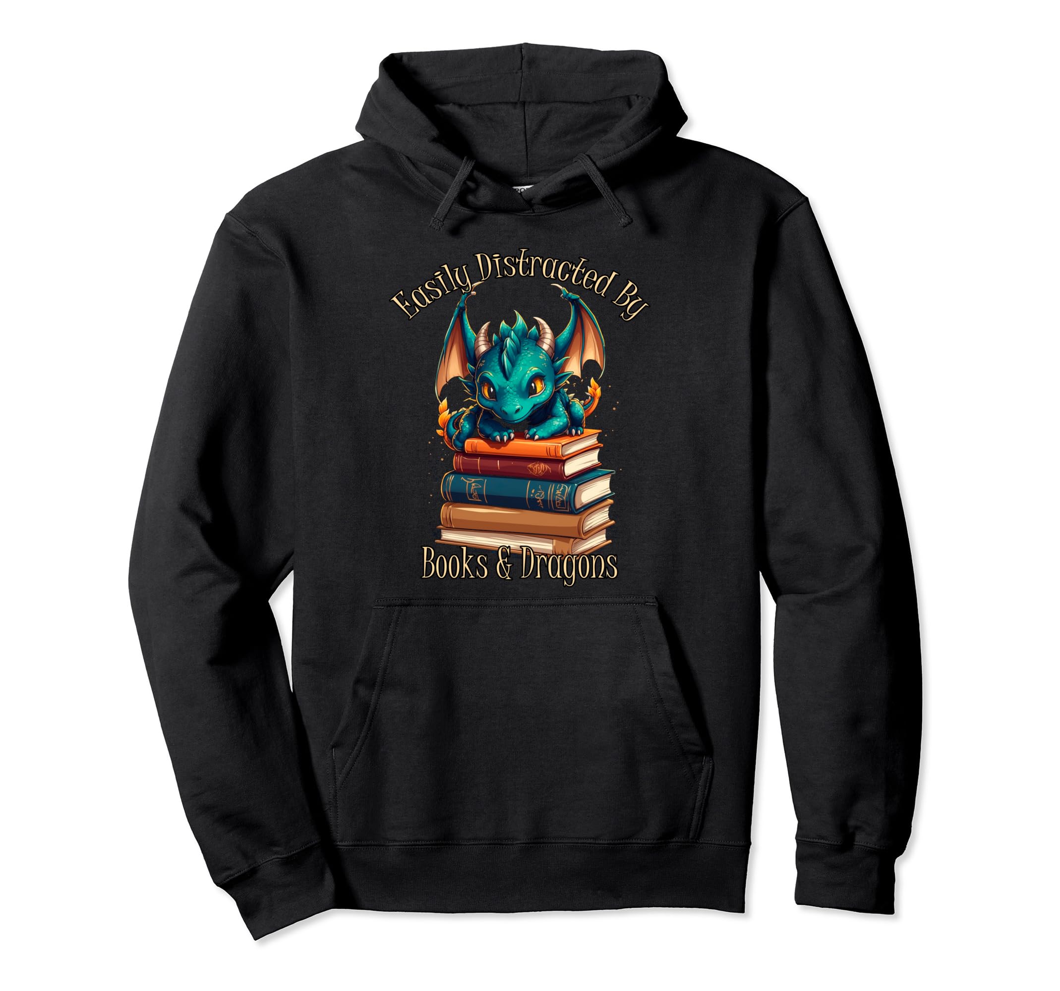 Easily Distracted Books Dragons Funny Hoodie - Aesthetic Graphic Men Women - T-Shirt, Sweatshirt, Hoodie