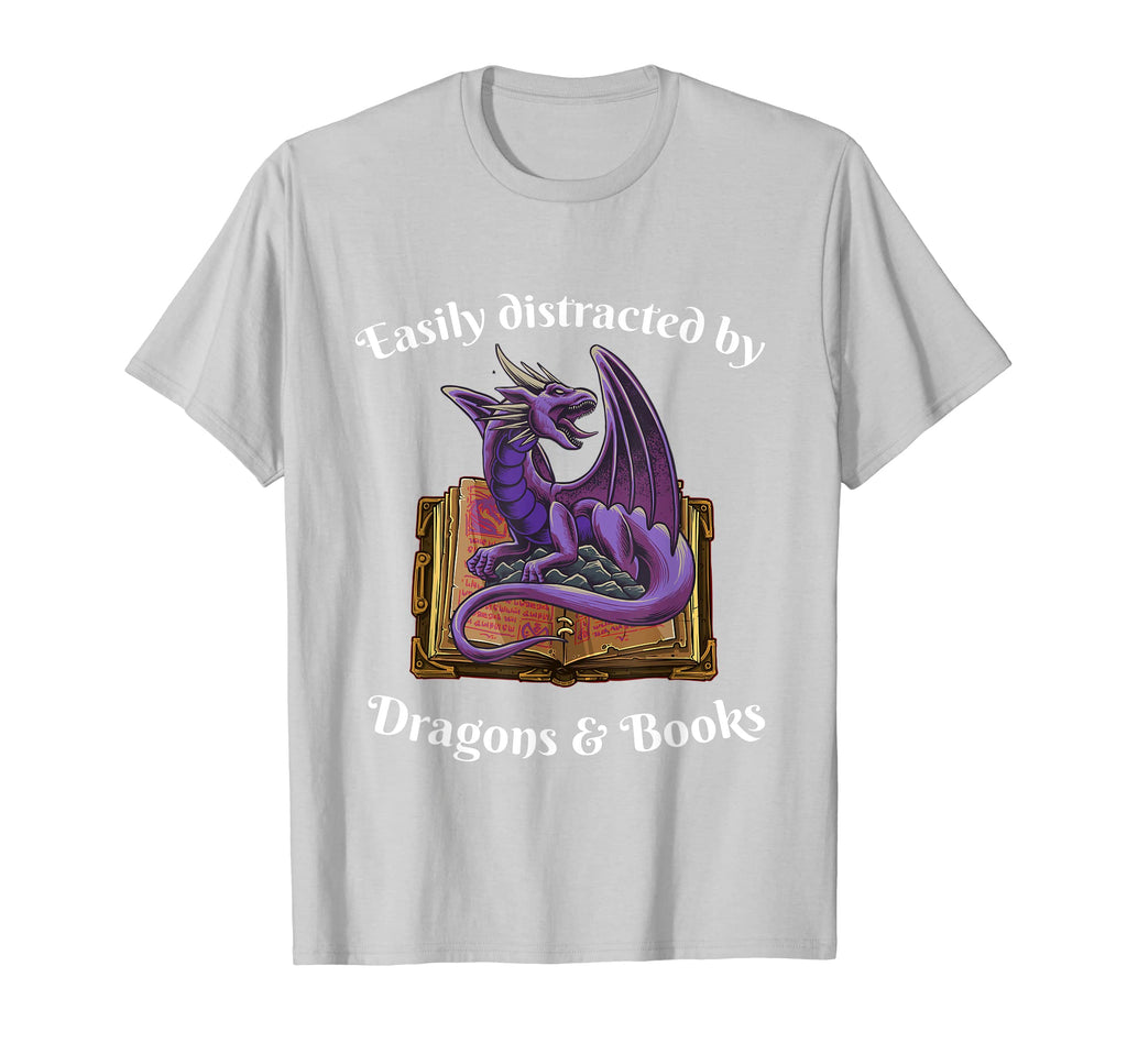 Easily Distracted Dragons And Books T-Shirt - Novelty Apparel for Adults - T-Shirt, Sweatshirt, Hoodie
