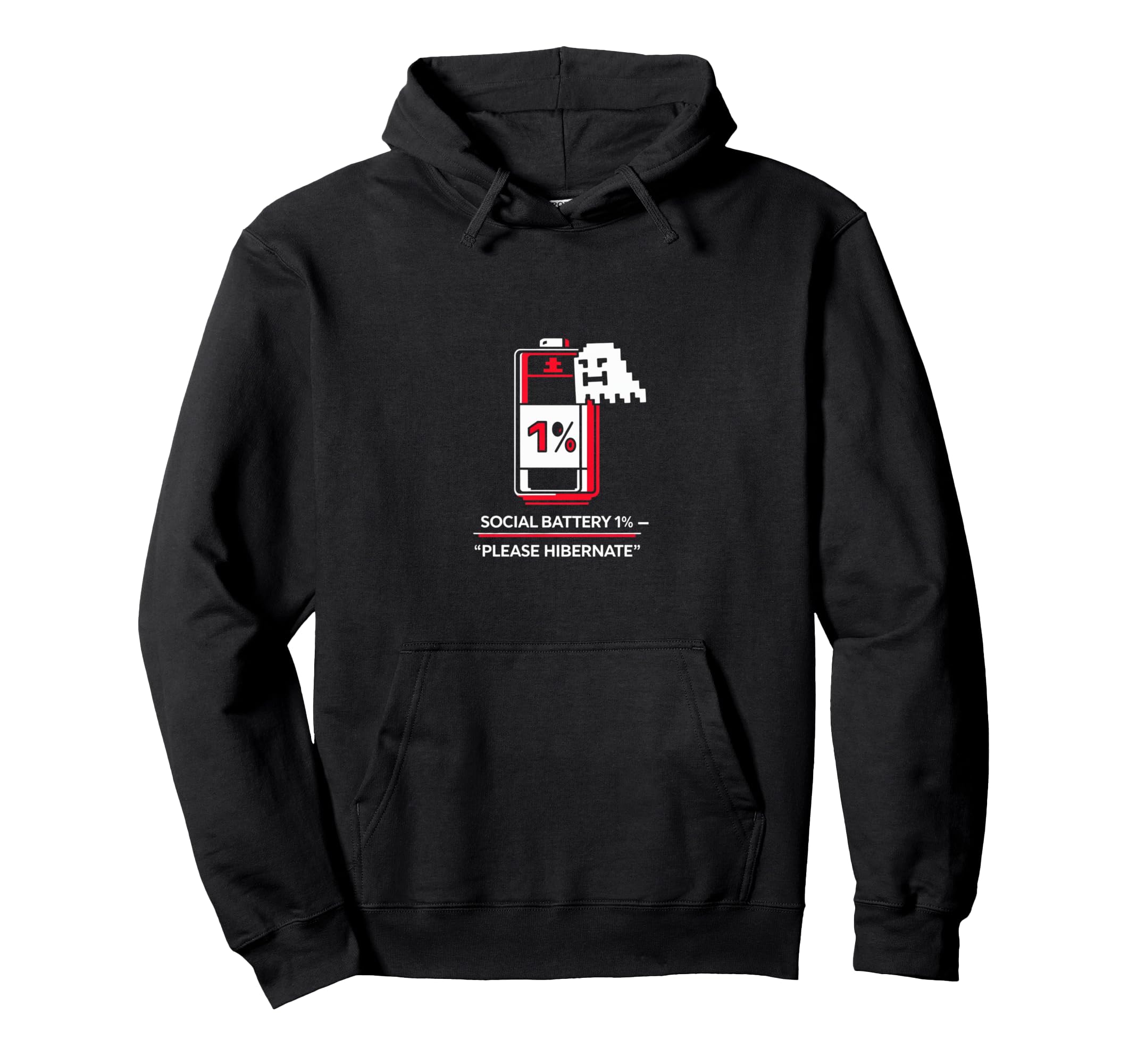 Social Battery 1 Low Energy Icon Hoodie - Aesthetic Graphic Unisex - T-Shirt, Sweatshirt, Hoodie