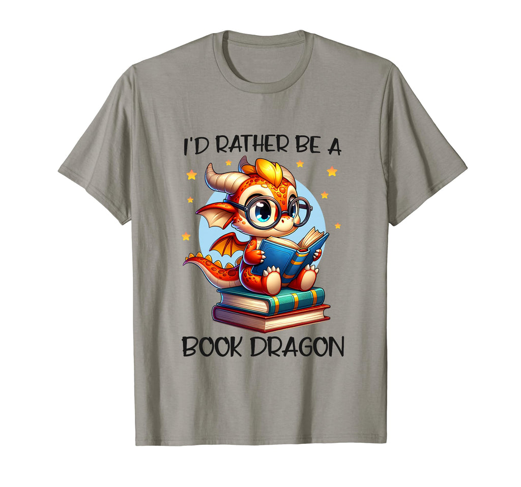 Id Rather Be Book Dragon Reading T-Shirt - Fun Novelty Design for Adults - T-Shirt, Sweatshirt, Hoodie