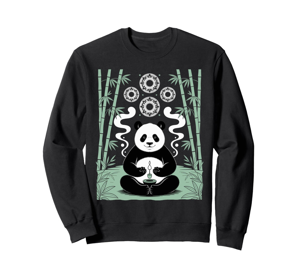 Zen Meditating Panda Spiritual Vibes Sweatshirt - Unique Graphic Unisex - T-Shirt, Sweatshirt, Hoodie