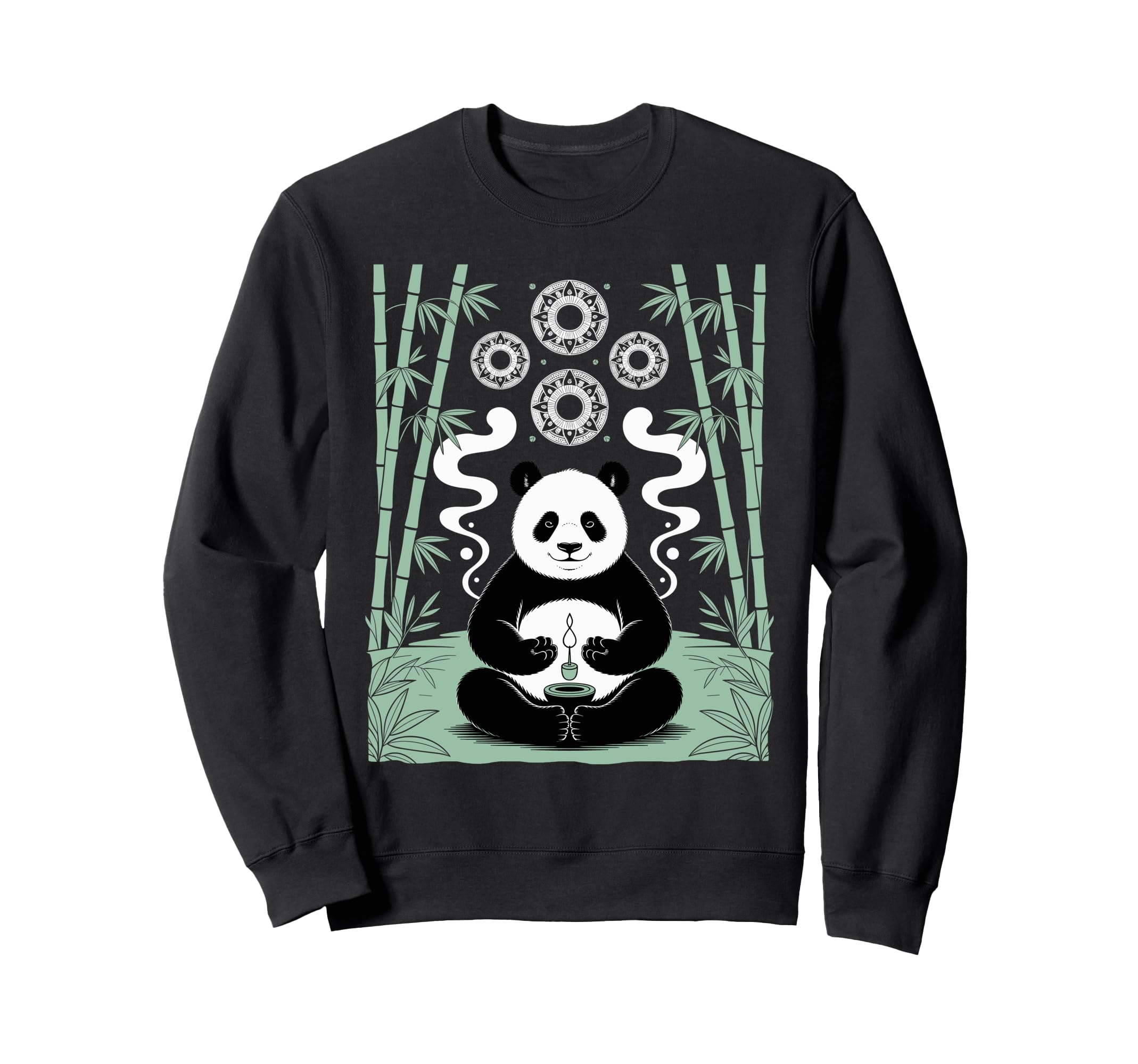 Zen Meditating Panda Spiritual Vibes Sweatshirt - Unique Graphic Unisex - T-Shirt, Sweatshirt, Hoodie