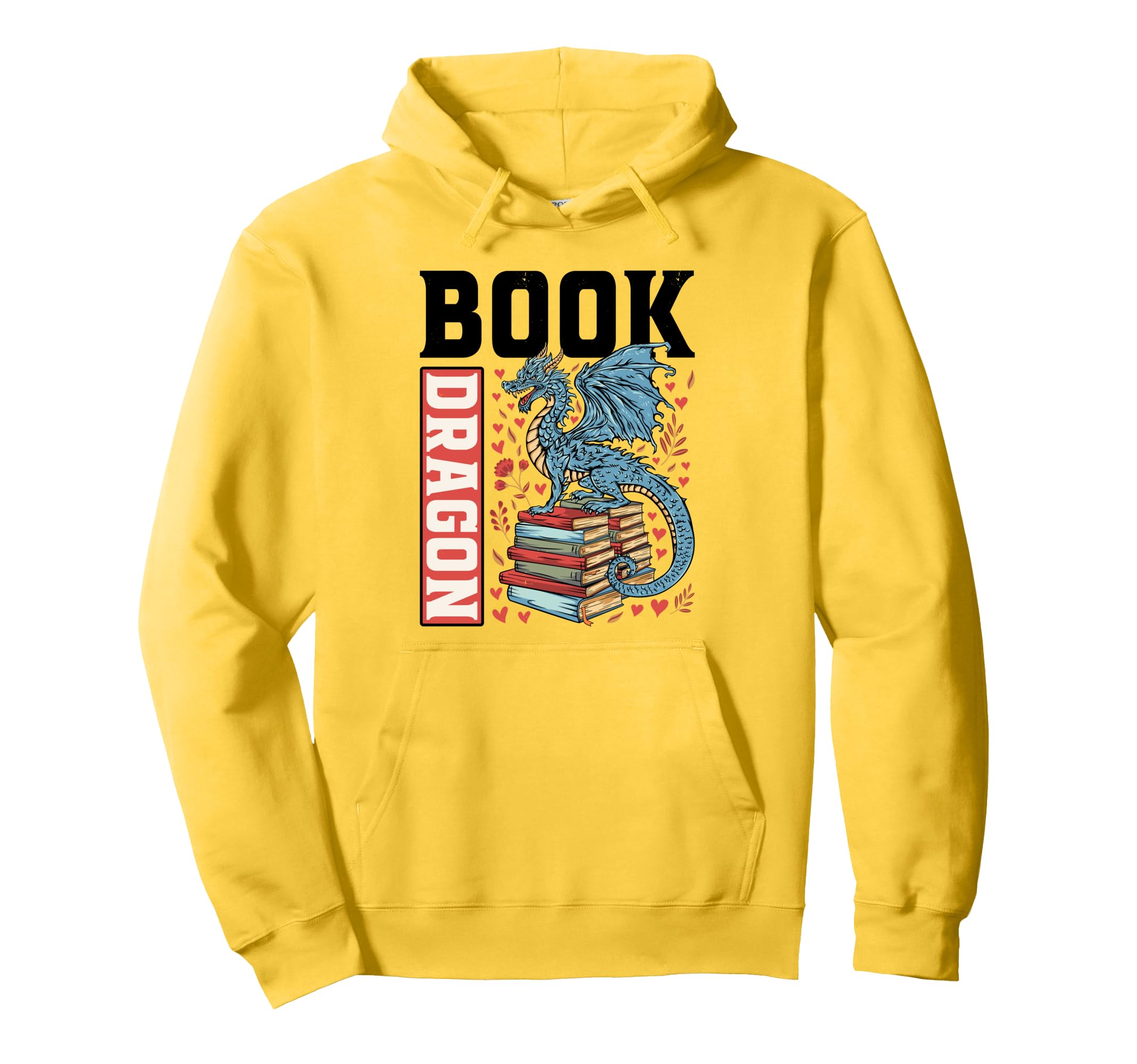 Dragon And Books Bookworm Reading Fantasy Hoodie - Trendy Graphic Unisex - T-Shirt, Sweatshirt, Hoodie