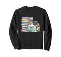 Cat Books Pets Cats Reading Book Sweatshirt - Aesthetic Graphic for Adults - T-Shirt, Sweatshirt, Hoodie