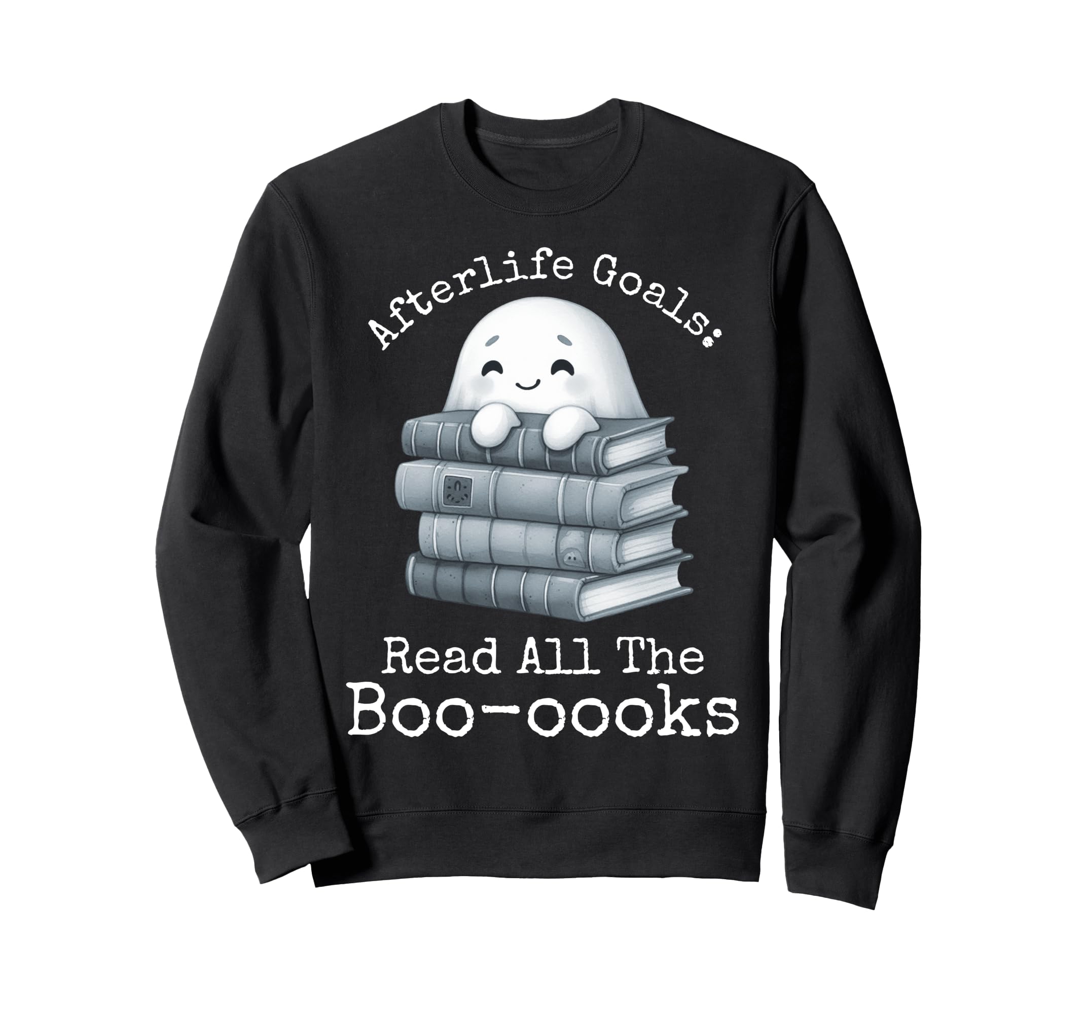 Bookish Ghost Reading Book Nerd Sweatshirt - Graphic Print Men Women - T-Shirt, Sweatshirt, Hoodie