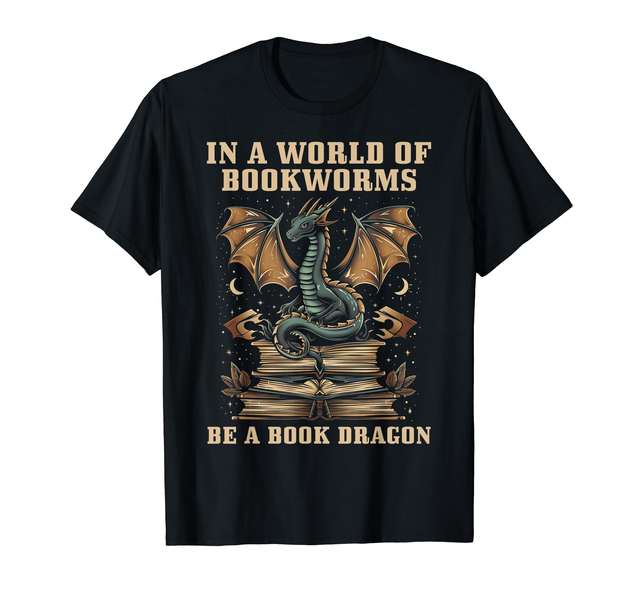 World Bookworms Be Book Dragon Fantasy T-Shirt - Unique Graphic for Adults - T-Shirt, Sweatshirt, Hoodie