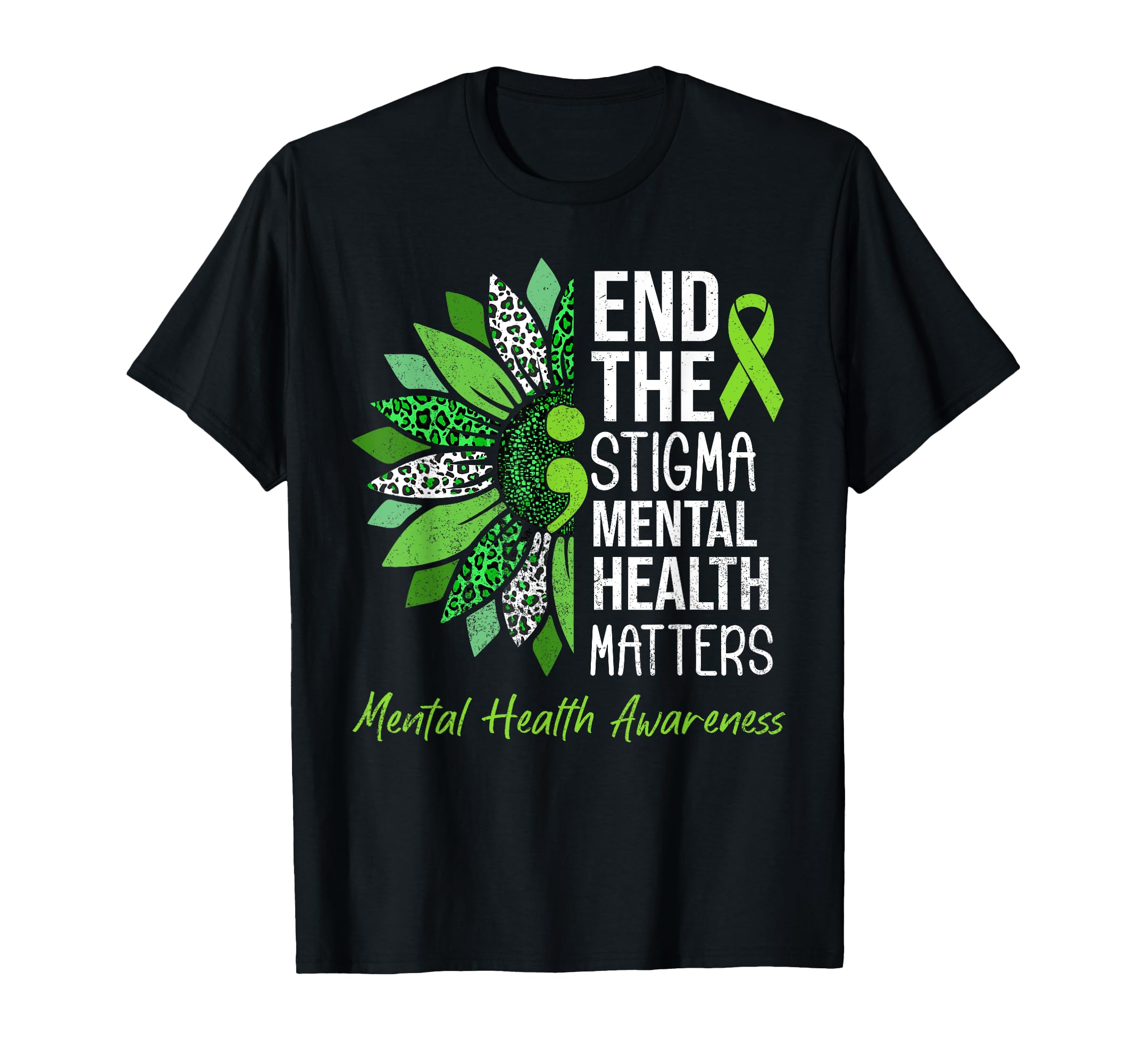 End Stigma Sunflower Mental Health T-Shirt - Novelty Apparel Unisex - T-Shirt, Sweatshirt, Hoodie