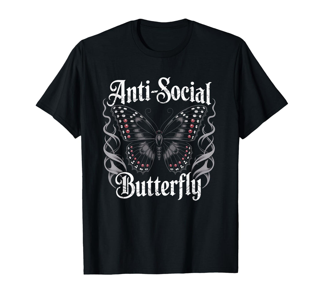 Antisocial Butterfly Gothic Bold T-Shirt - Casual Everyday Wear Men Women - T-Shirt, Sweatshirt, Hoodie