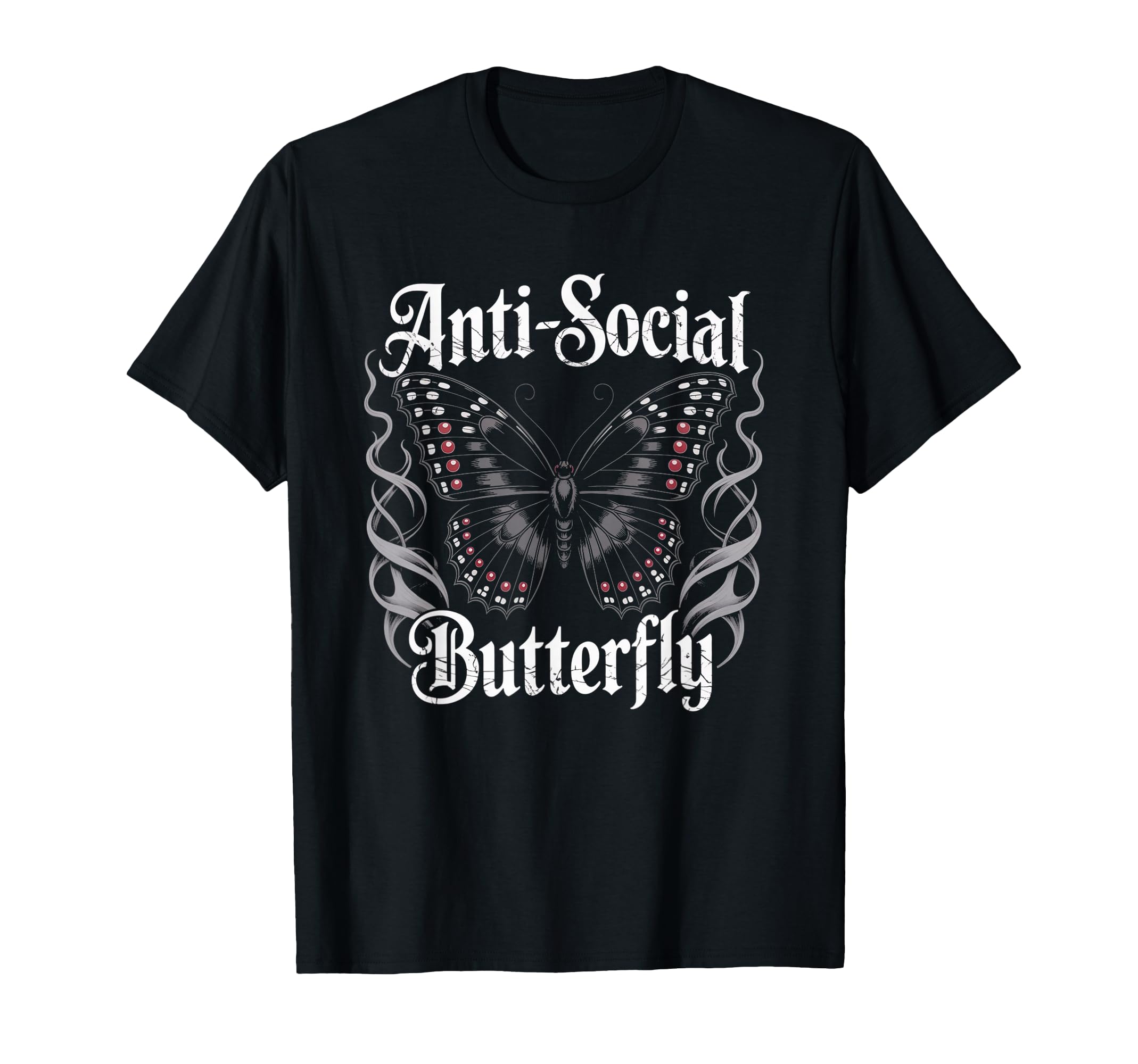 Antisocial Butterfly Gothic Bold T-Shirt - Casual Everyday Wear Men Women - T-Shirt, Sweatshirt, Hoodie