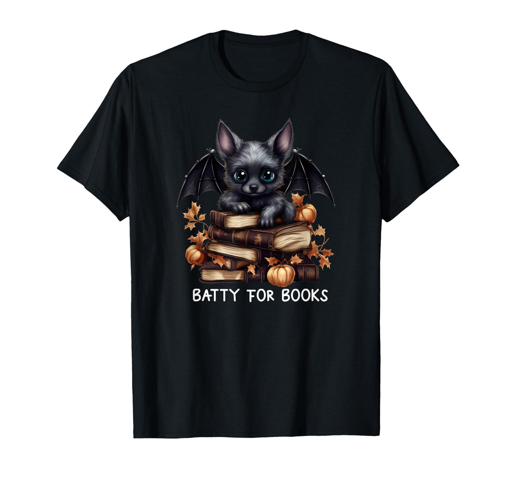 Funny Batty Books Bat Halloween T-Shirt - Aesthetic Graphic Unisex - T-Shirt, Sweatshirt, Hoodie