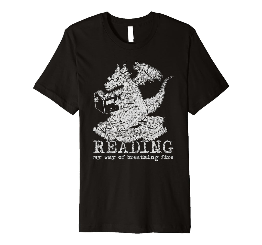 Magical Dragon Reading Books Lover T-Shirt - Custom Art Print Unisex - T-Shirt, Sweatshirt, Hoodie