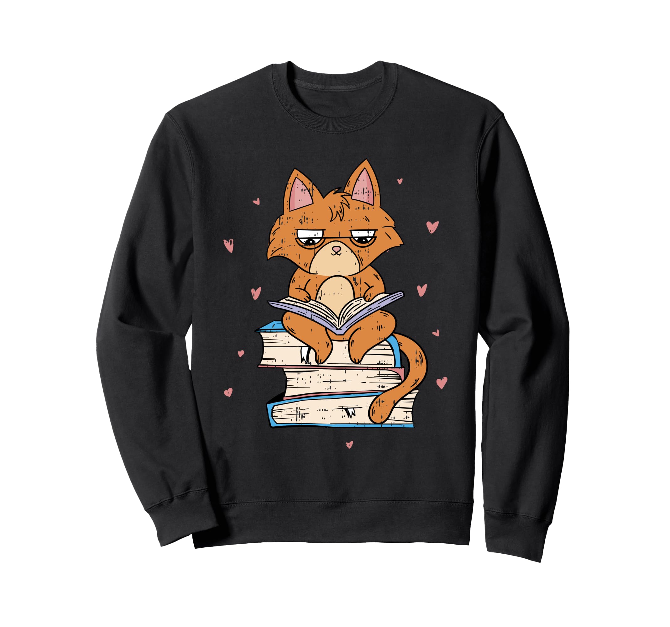 Cat Reading Book Lover Bookworm Sweatshirt - Aesthetic Graphic Unisex - T-Shirt, Sweatshirt, Hoodie