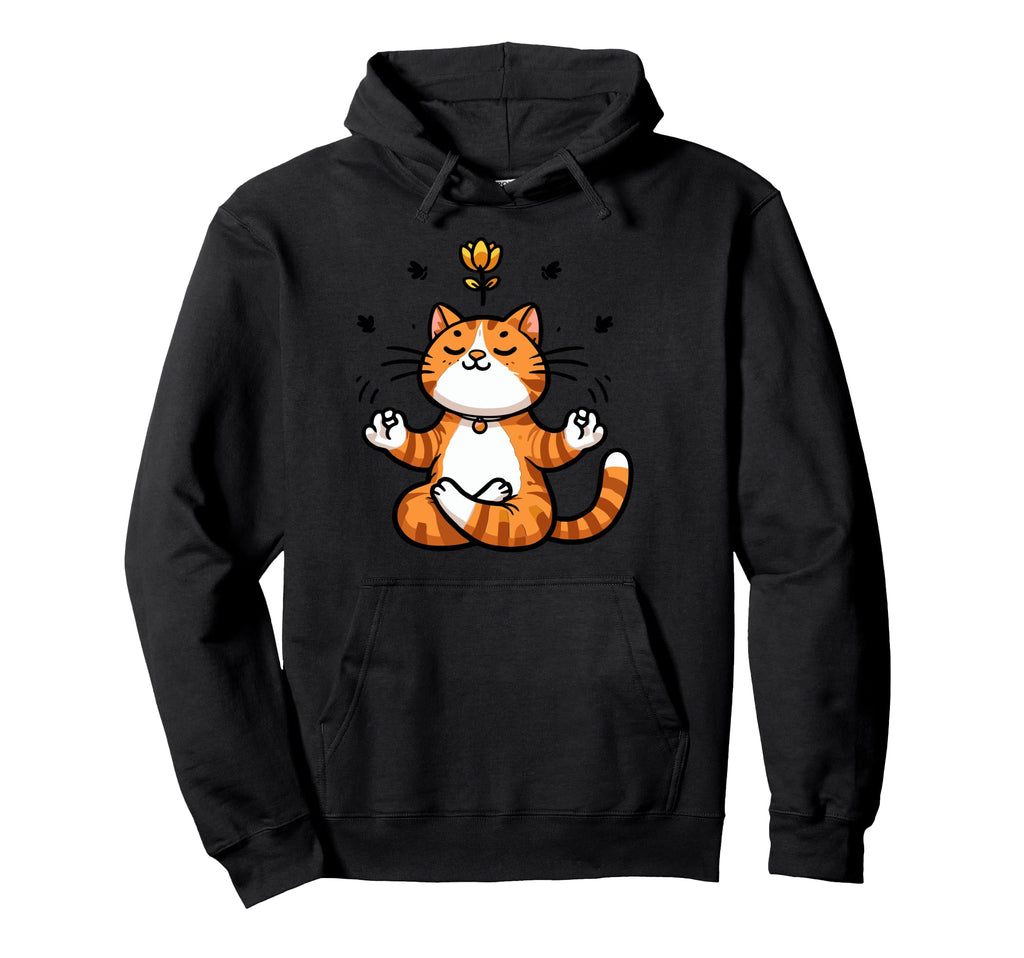 Meditation Cat Yoga Pose Relaxing Animal Hoodie - Unique Graphic Unisex - T-Shirt, Sweatshirt, Hoodie