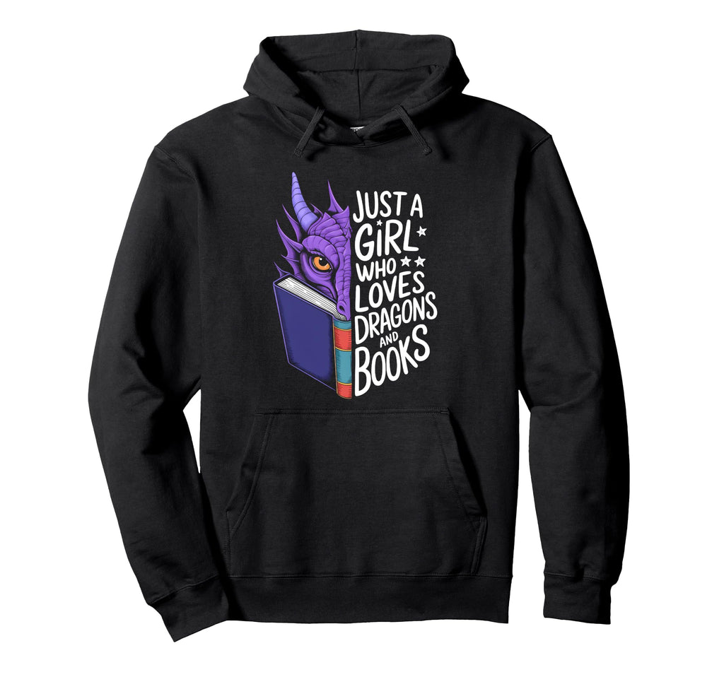 Just Who Loves Dragons And Books Hoodie - Custom Art Print for Adults - T-Shirt, Sweatshirt, Hoodie