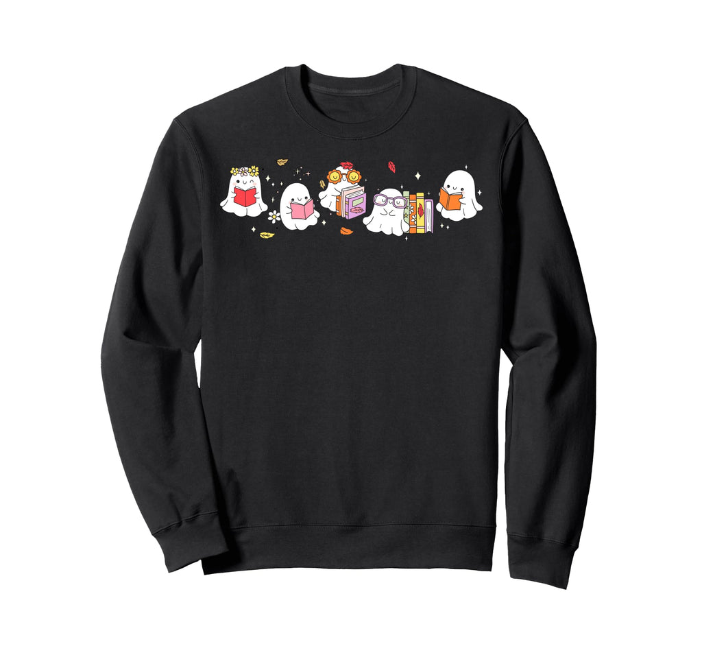Funny Ghost Book Lover Nerd Halloween Sweatshirt - Novelty Apparel Unisex - T-Shirt, Sweatshirt, Hoodie