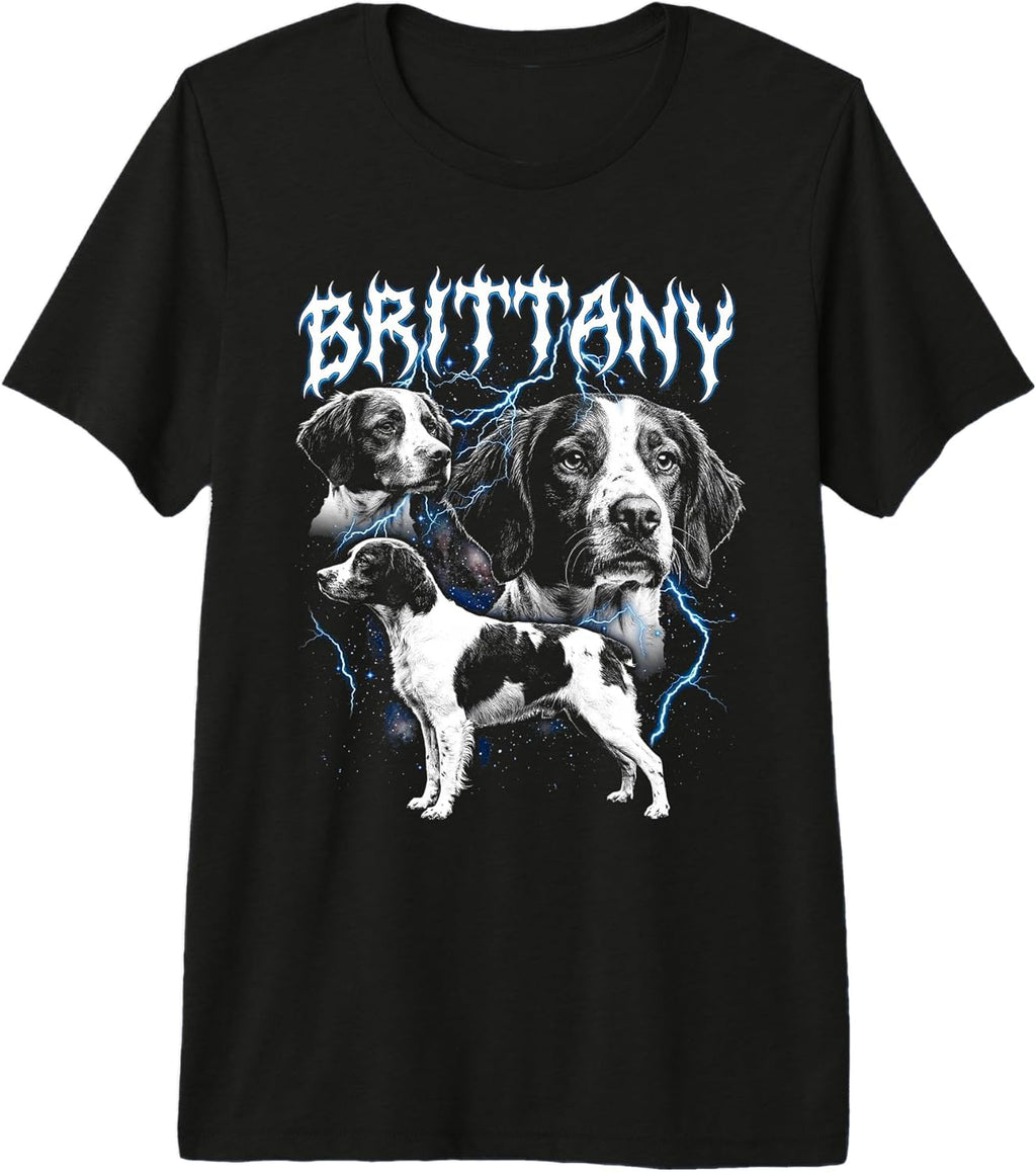 Brittany Vintage 90s Heavy Metal Style Dog Lover Brittany Premium Tri-Blend T-Shirt Unisex T-shirt, Sweatshirt, Hoodie, Long Sleeve Tee - T-Shirt, Sweatshirt, Hoodie