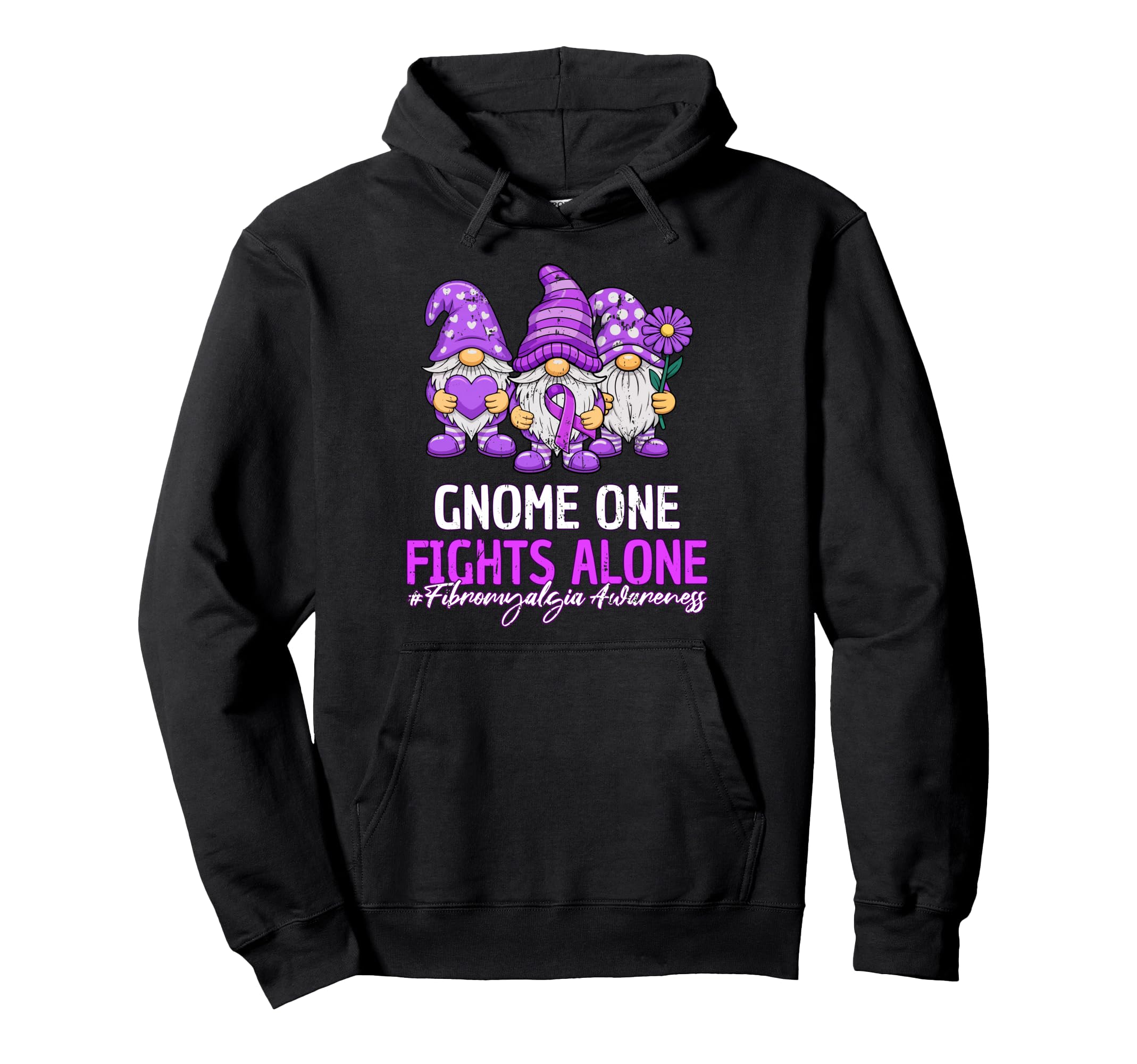 Fibromyalgia Awareness Gnome Fibro Hoodie - Streetwear Style Men Women - T-Shirt, Sweatshirt, Hoodie