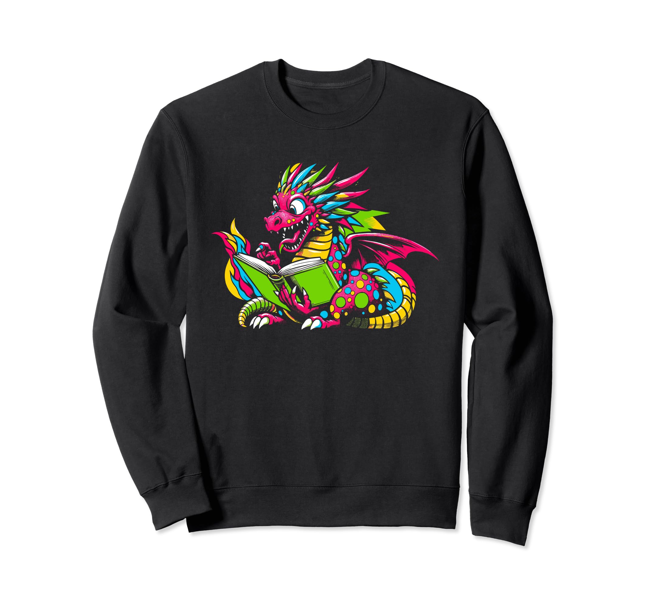 Dragon Reading Book Books Sweatshirt - Fun Novelty Design for Adults - T-Shirt, Sweatshirt, Hoodie