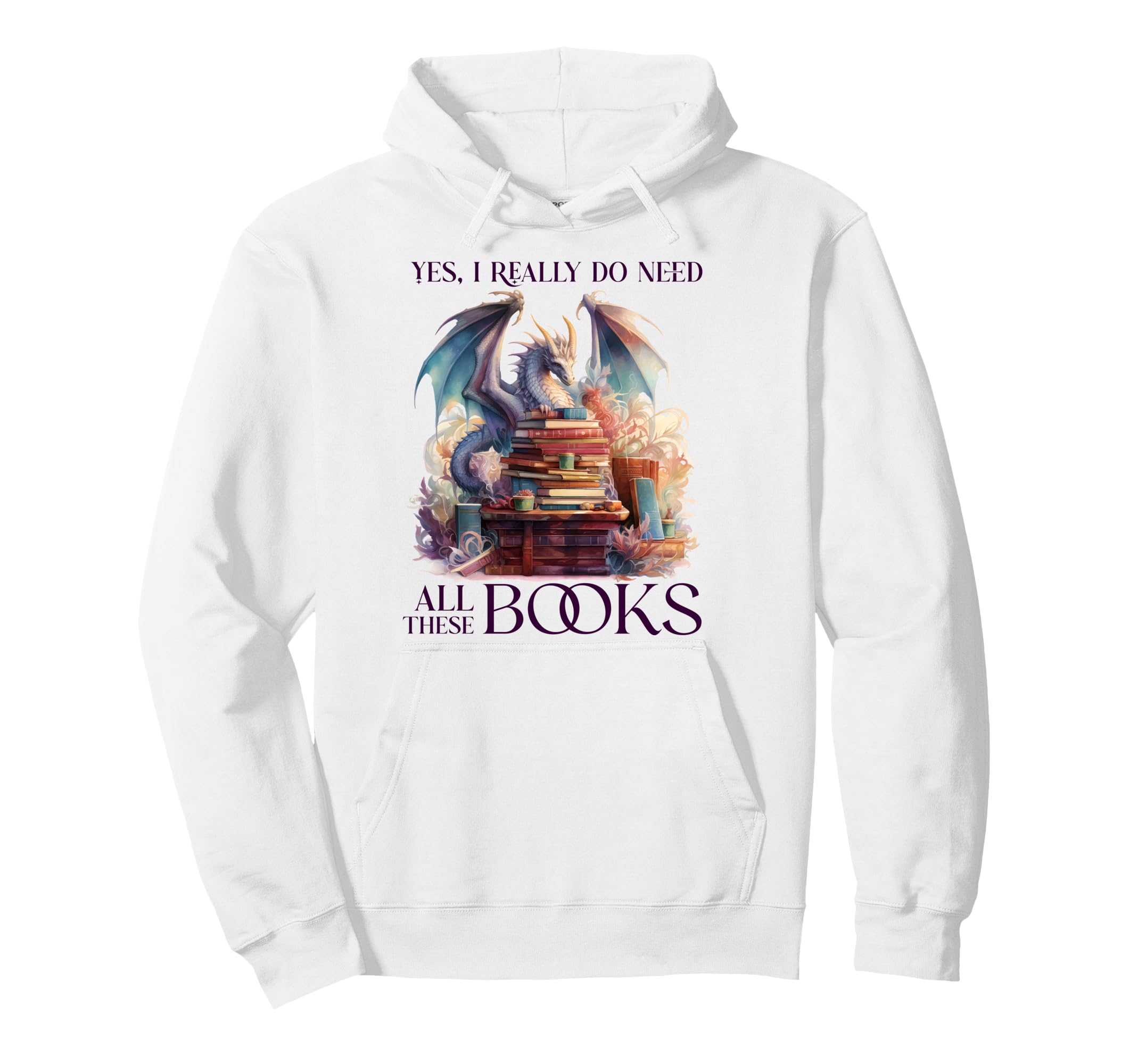 Dragons And Books Watercolour Fantasy Hoodie - Novelty Apparel Men Women - T-Shirt, Sweatshirt, Hoodie