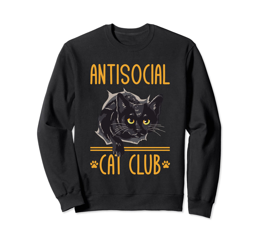 Antisocial Cat Club Introvert Cat Sweatshirt - Minimalist Print Men Women - T-Shirt, Sweatshirt, Hoodie