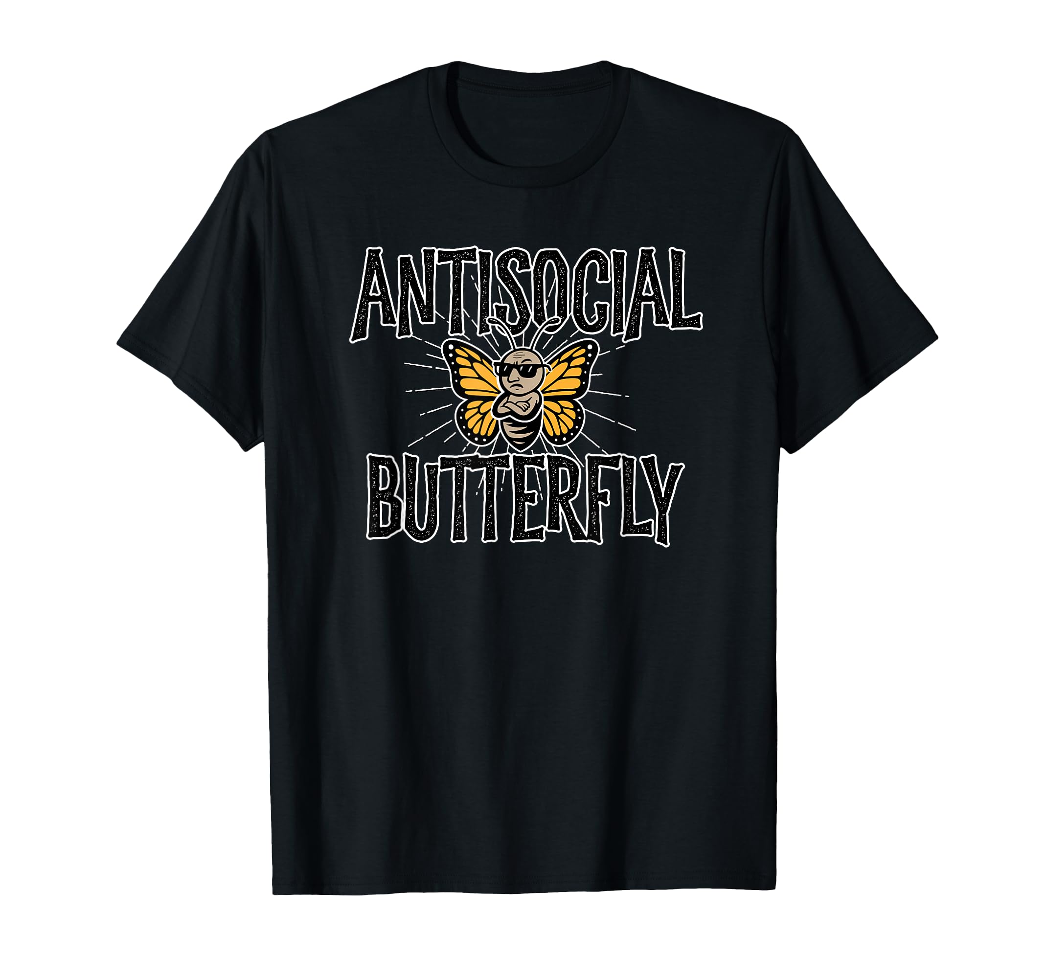 Antisocial Butterfly Funny Hermit T-Shirt - Graphic Print for Adults - T-Shirt, Sweatshirt, Hoodie