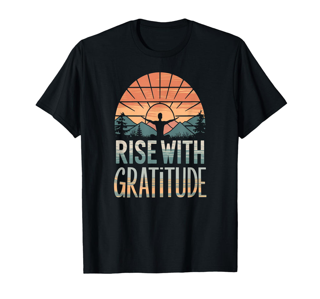 Rise Gratitude Sunrise Yoga Meditation T-Shirt - Custom Art Print Unisex - T-Shirt, Sweatshirt, Hoodie