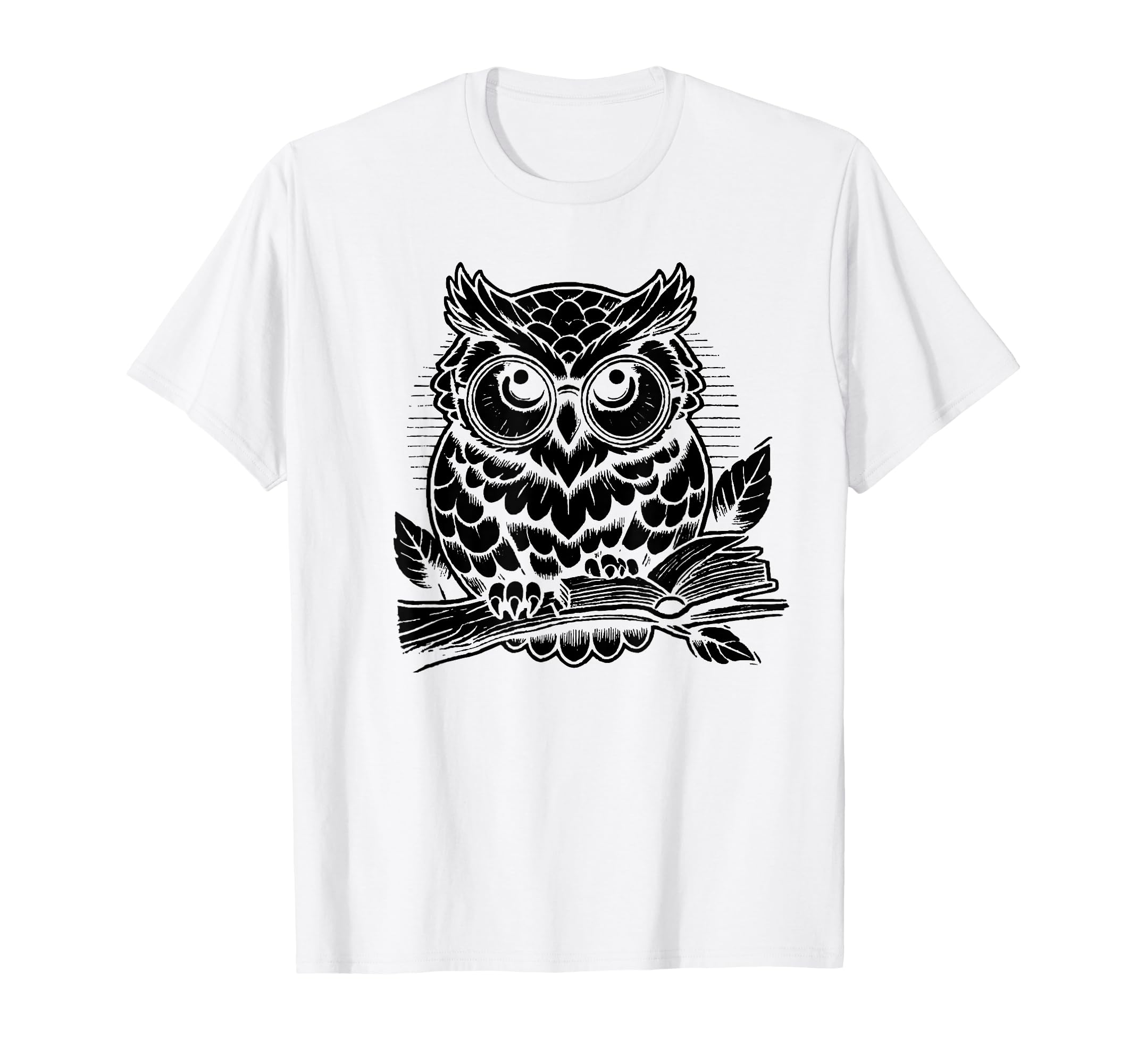 Owl Reading Bookworm Library Book T-Shirt - Minimalist Print for Adults - T-Shirt, Sweatshirt, Hoodie