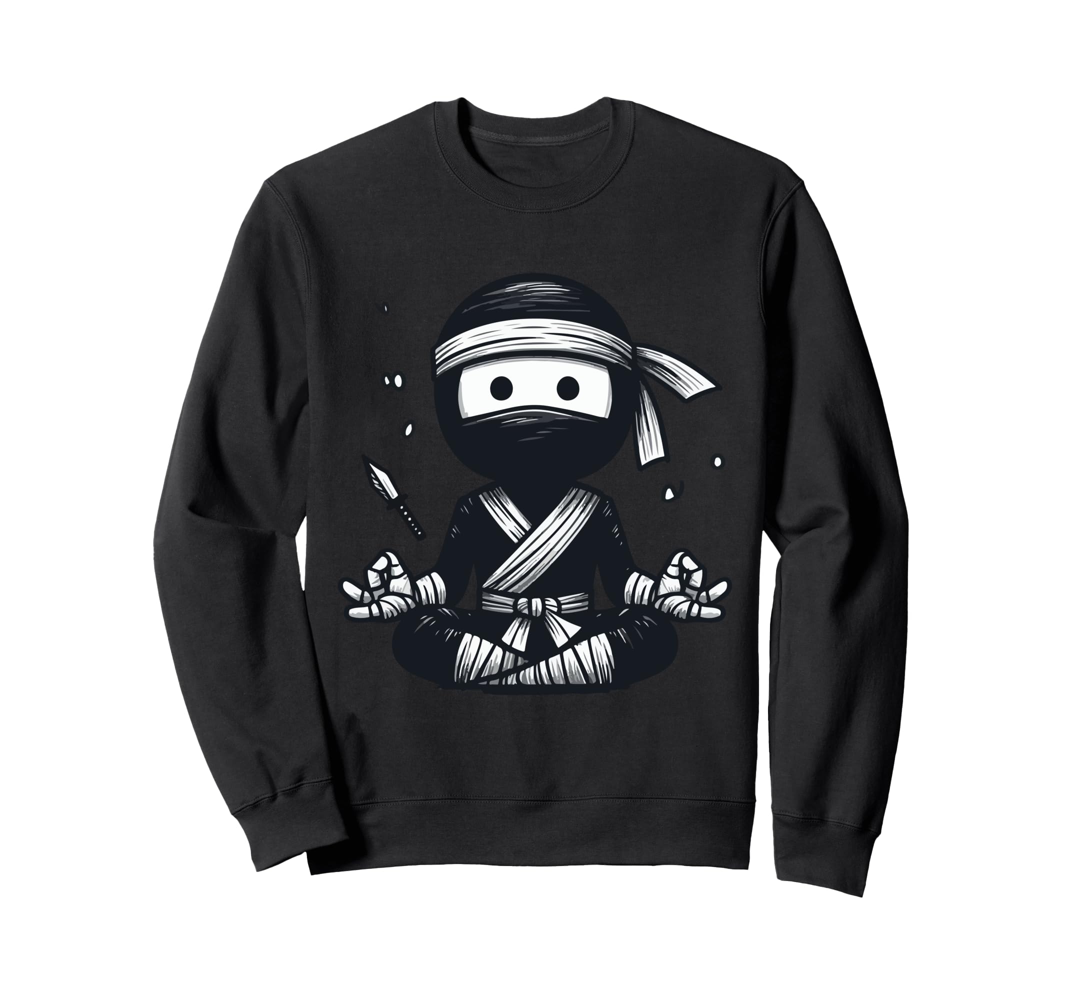 Meditation Ninja Yoga Pose Relaxing Sweatshirt - Unique Graphic Men Women - T-Shirt, Sweatshirt, Hoodie