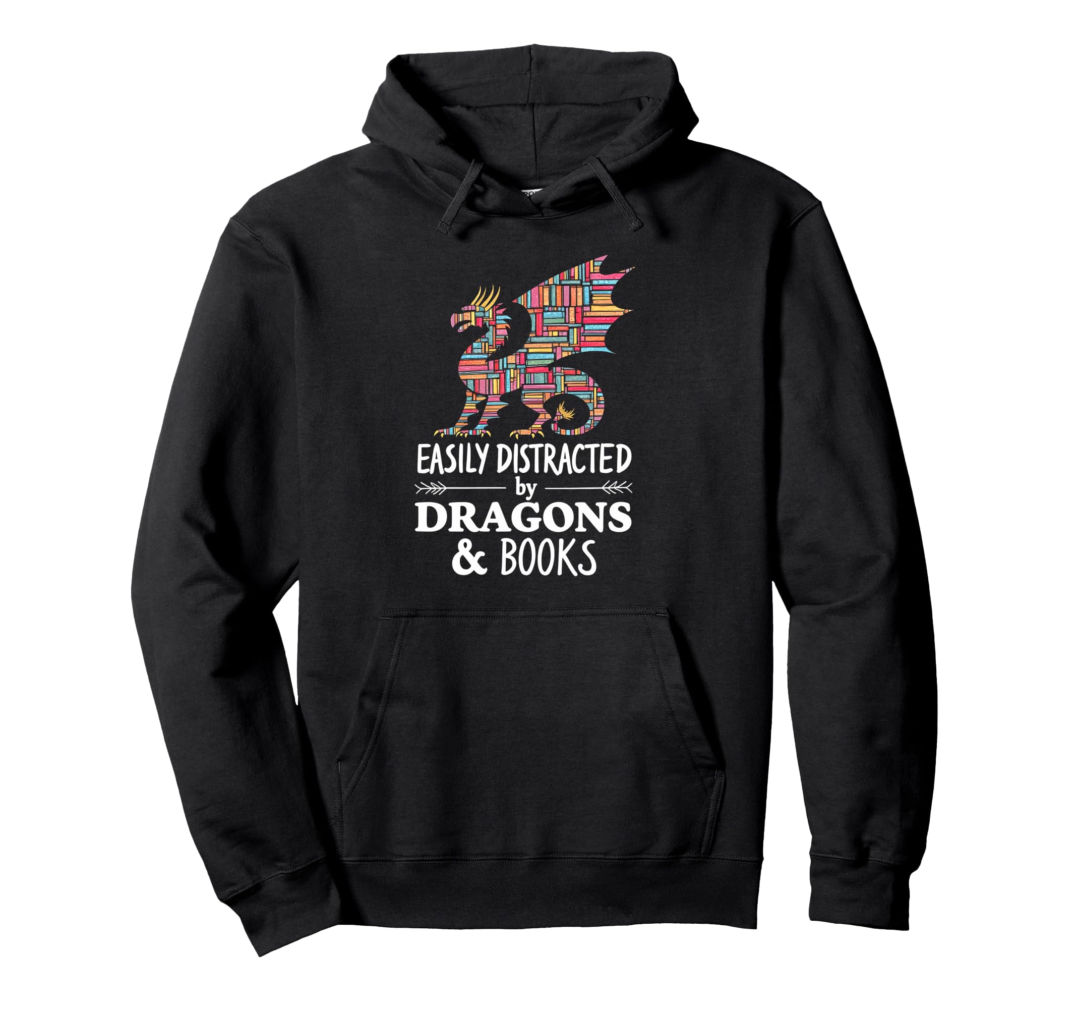 Joyful Easily Distracted Dragons And Books Hoodie - Graphic Print Men Women - T-Shirt, Sweatshirt, Hoodie