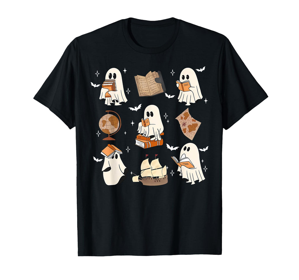 Ghosts Reading History Teacher Book T-Shirt - Unique Graphic Men Women - T-Shirt, Sweatshirt, Hoodie