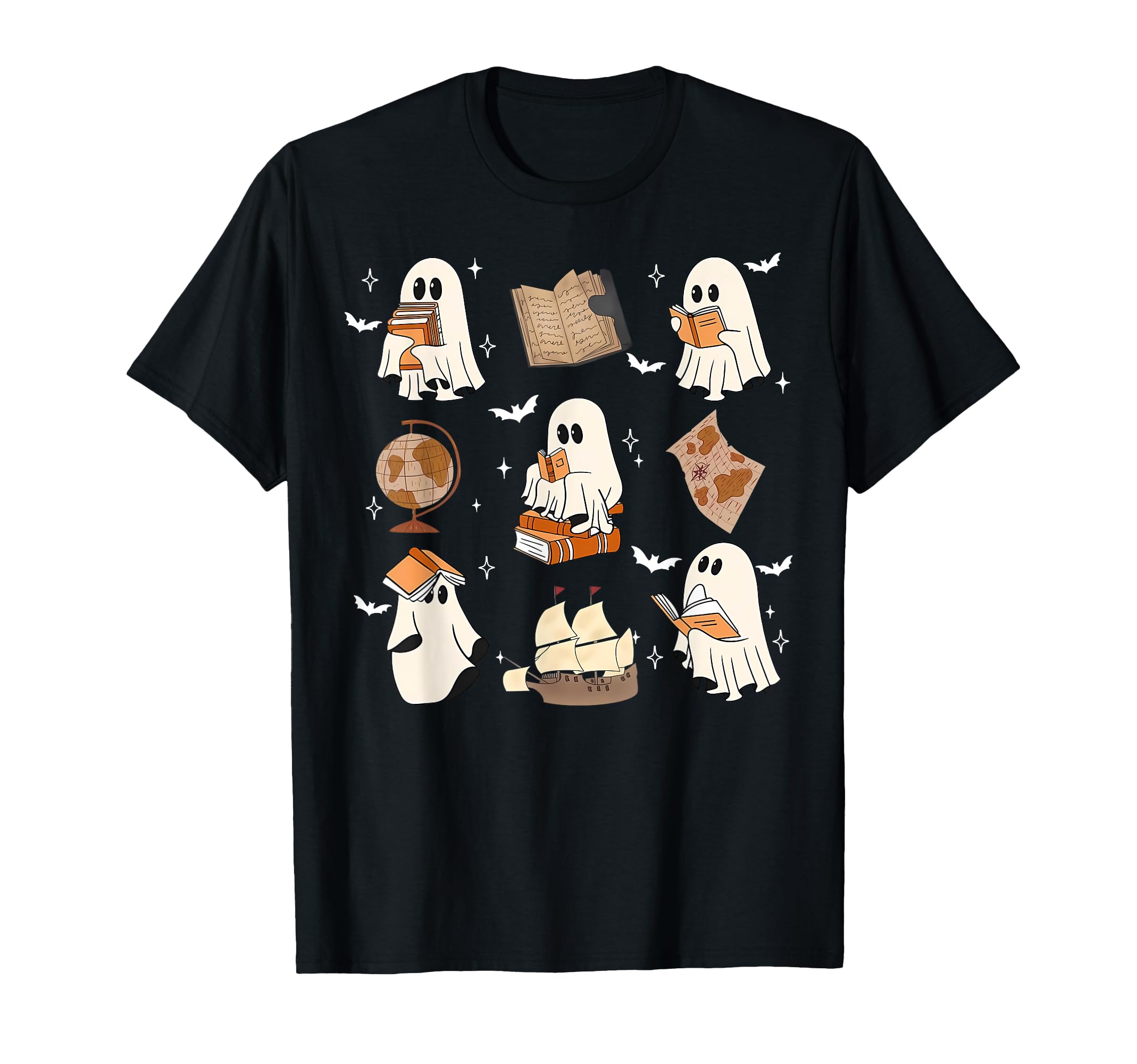 Ghosts Reading History Teacher Book T-Shirt - Unique Graphic Men Women - T-Shirt, Sweatshirt, Hoodie