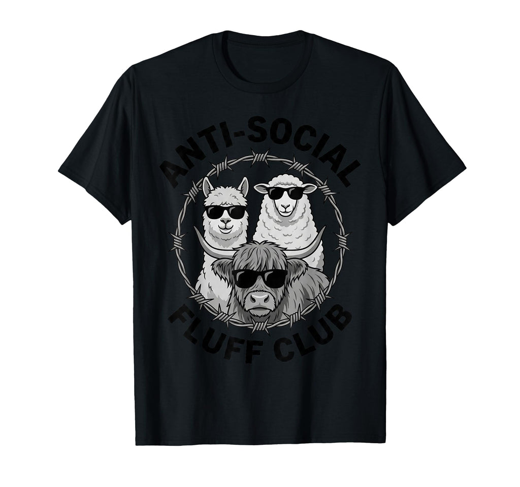 Anti Social Fluff Club Funny Farm T-Shirt - Fun Novelty Design for Adults - T-Shirt, Sweatshirt, Hoodie