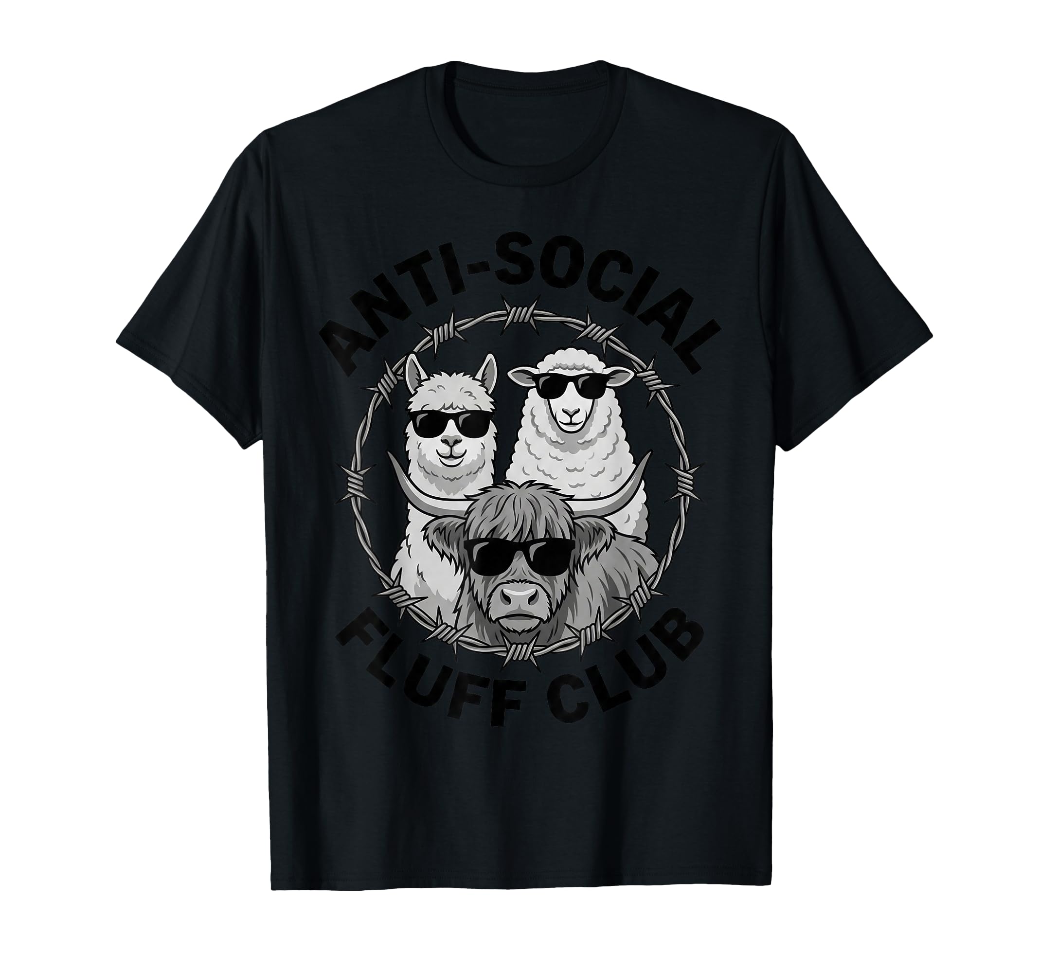Anti Social Fluff Club Funny Farm T-Shirt - Fun Novelty Design for Adults - T-Shirt, Sweatshirt, Hoodie