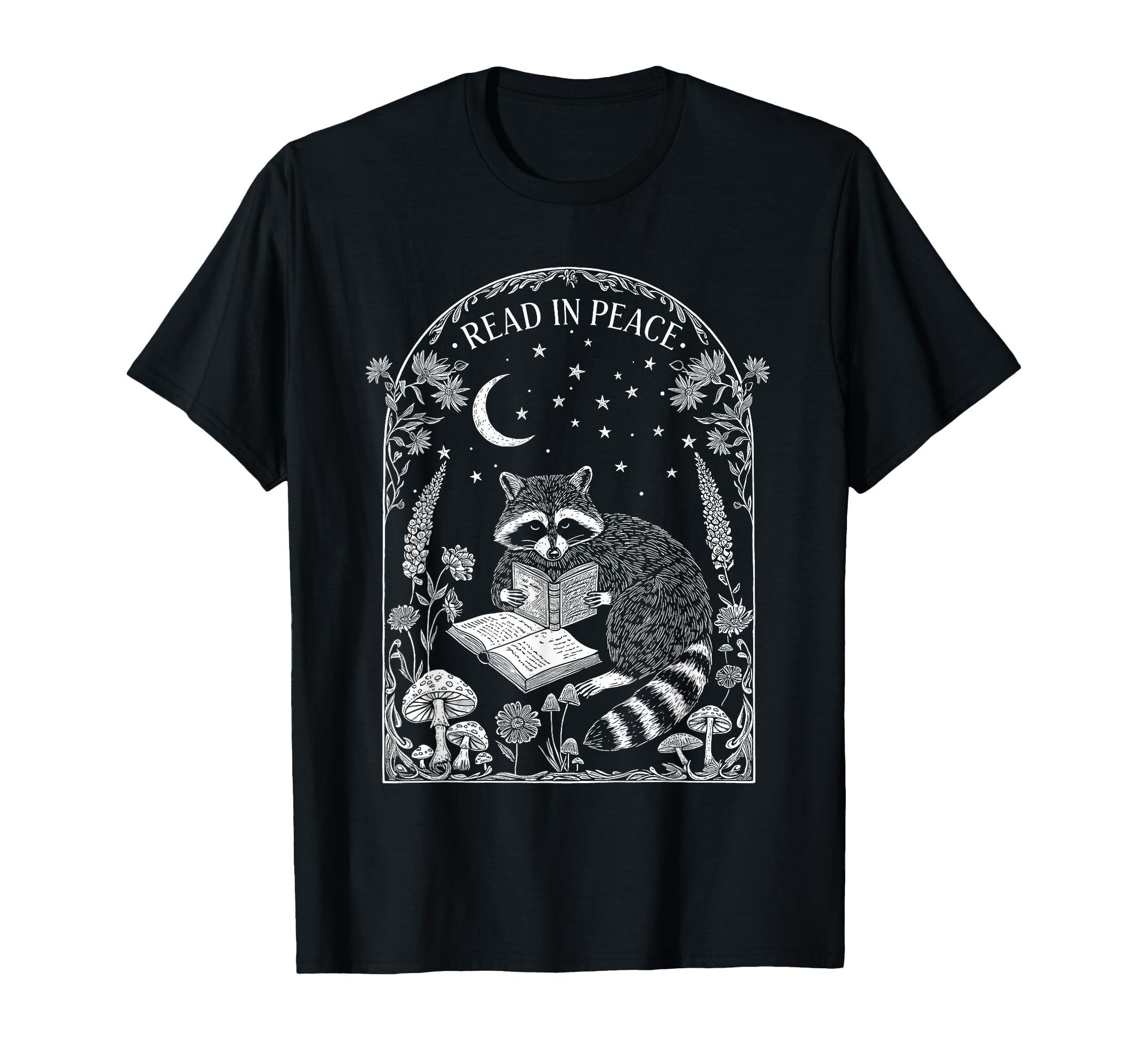Read Peace Raccoon Gothic T-Shirt - Casual Everyday Wear Men Women - T-Shirt, Sweatshirt, Hoodie