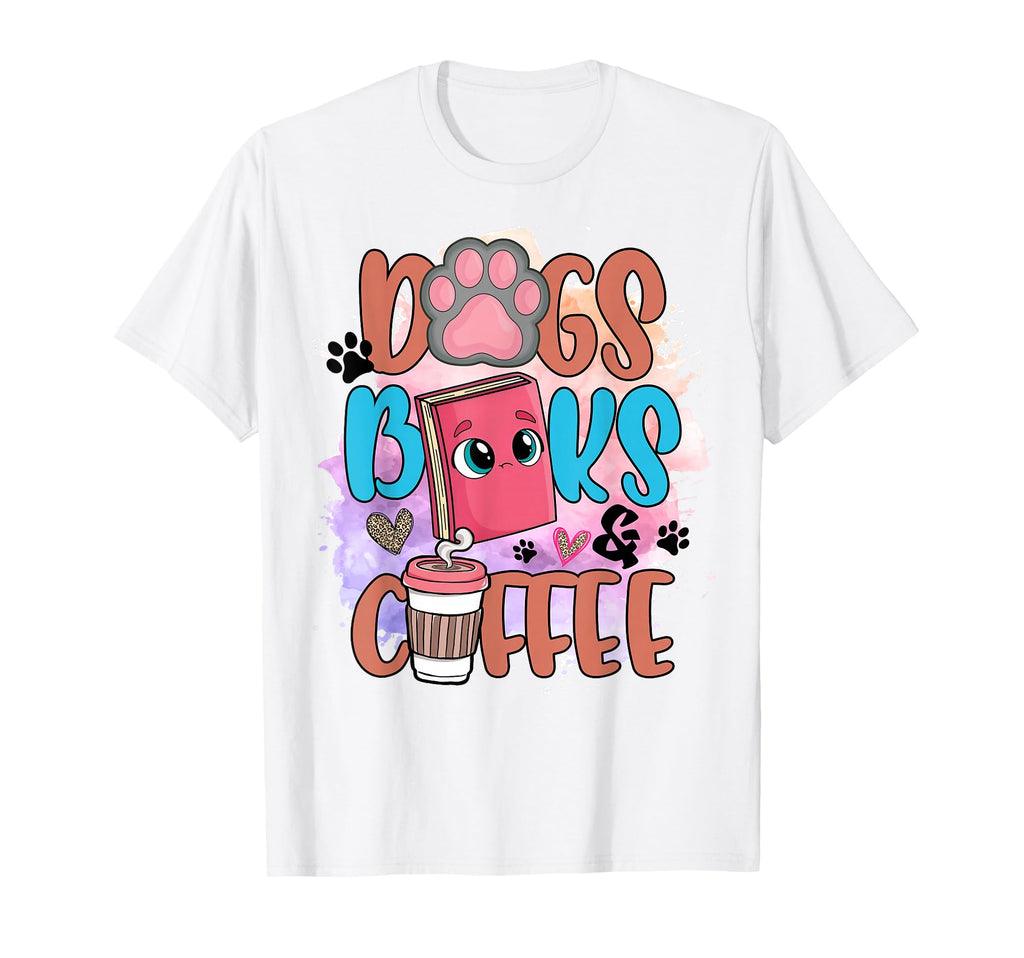 Dogs Books Coffee Reading Book Club Dog T-Shirt - Minimalist Print Unisex - T-Shirt, Sweatshirt, Hoodie