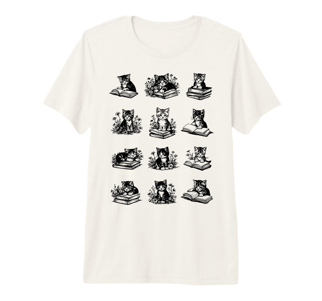 Cat Reading Books Wildflowers Book T-Shirt - Novelty Apparel Men Women - T-Shirt, Sweatshirt, Hoodie