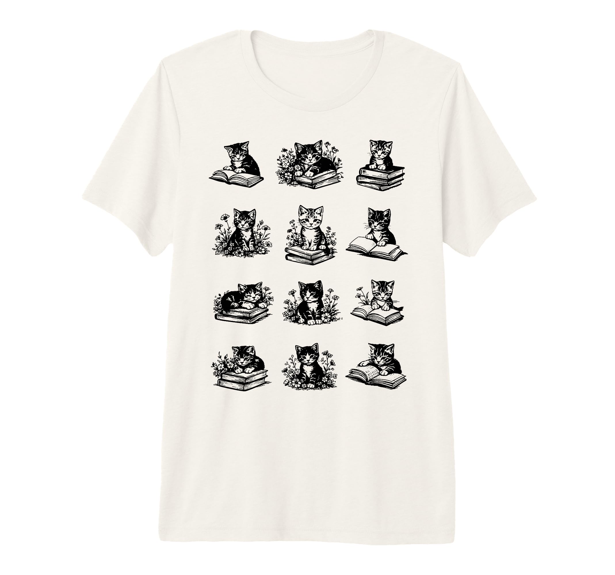 Cat Reading Books Wildflowers Book T-Shirt - Novelty Apparel Men Women - T-Shirt, Sweatshirt, Hoodie
